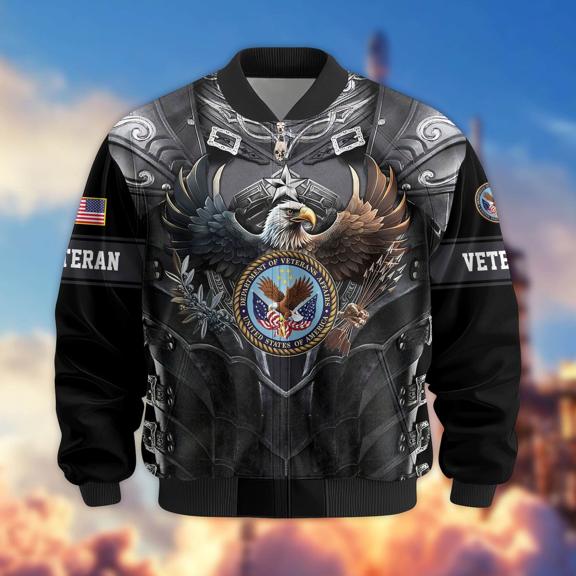 Premium US Veterans Bomber Jacket BPHN140113, Gifts For US Veterans, Gifts On Father's Day, Armed Force Day, Independence Day, Veterans Day.