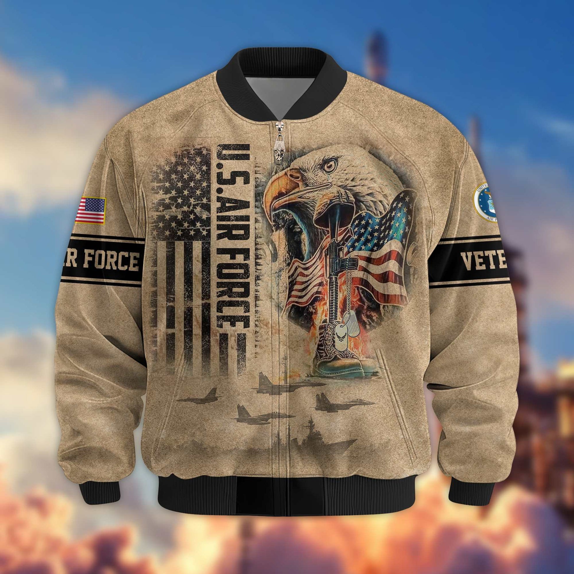 Premium US Veterans Bomer Jackets APHN301211, Gifts For US Veterans, Gifts On Father's Day, Armed Forces Day, Independence Day, Veterans Day.