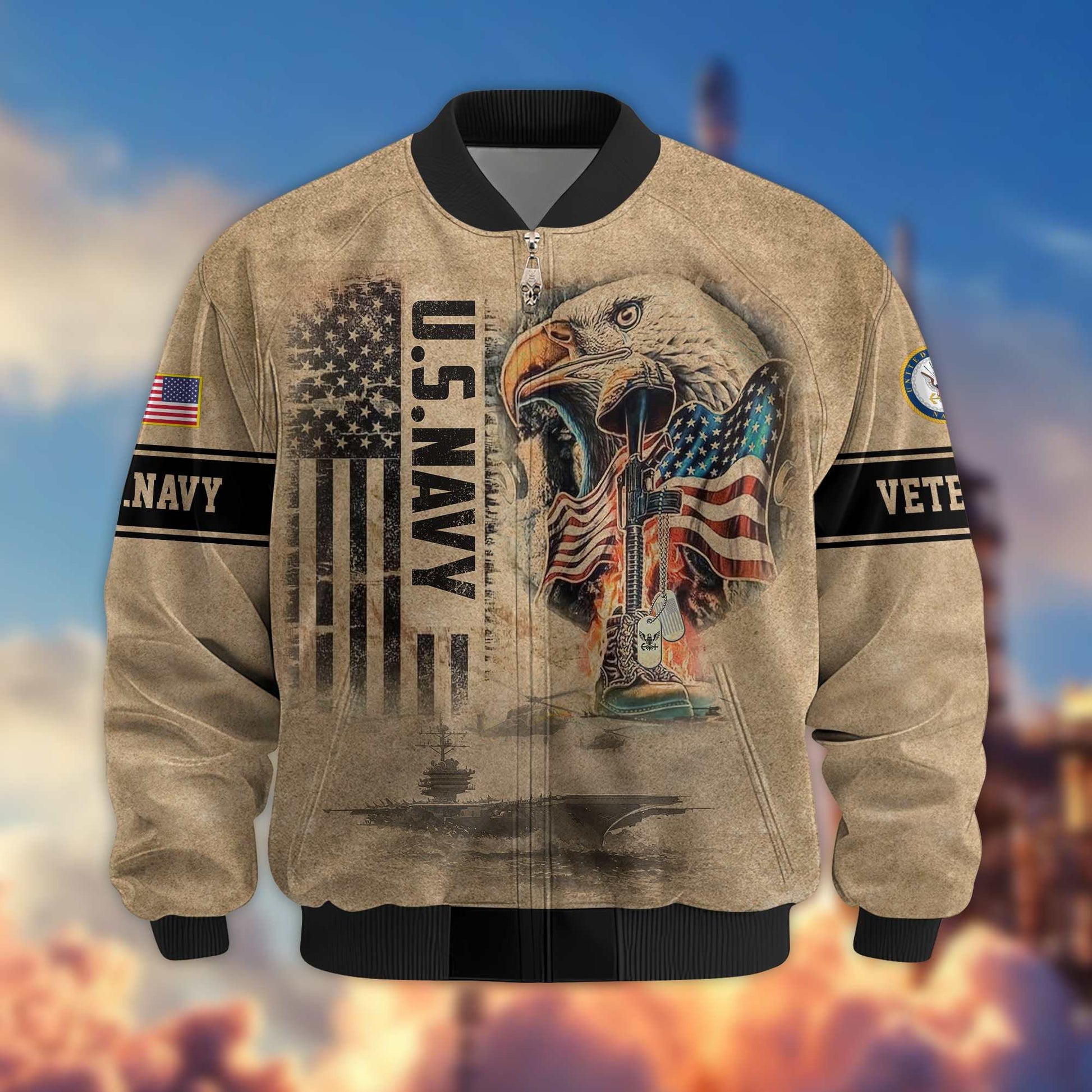 Premium US Veterans Bomer Jackets APHN301211, Gifts For US Veterans, Gifts On Father's Day, Armed Forces Day, Independence Day, Veterans Day.