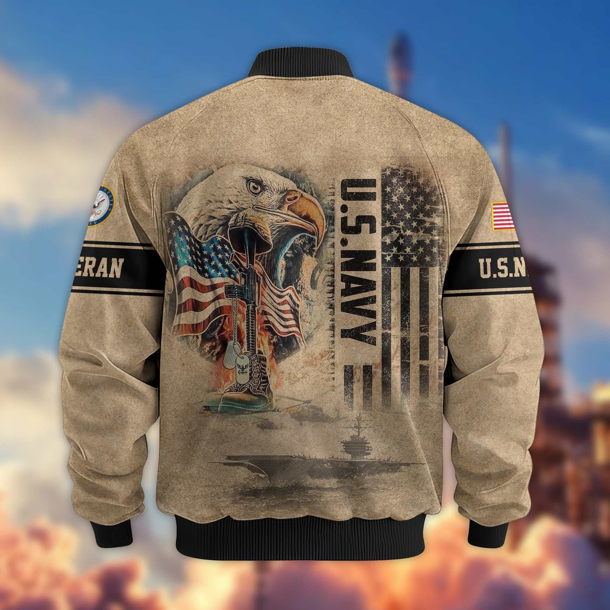 Premium US Veterans Bomer Jackets APHN301211, Gifts For US Veterans, Gifts On Father's Day, Armed Forces Day, Independence Day, Veterans Day.