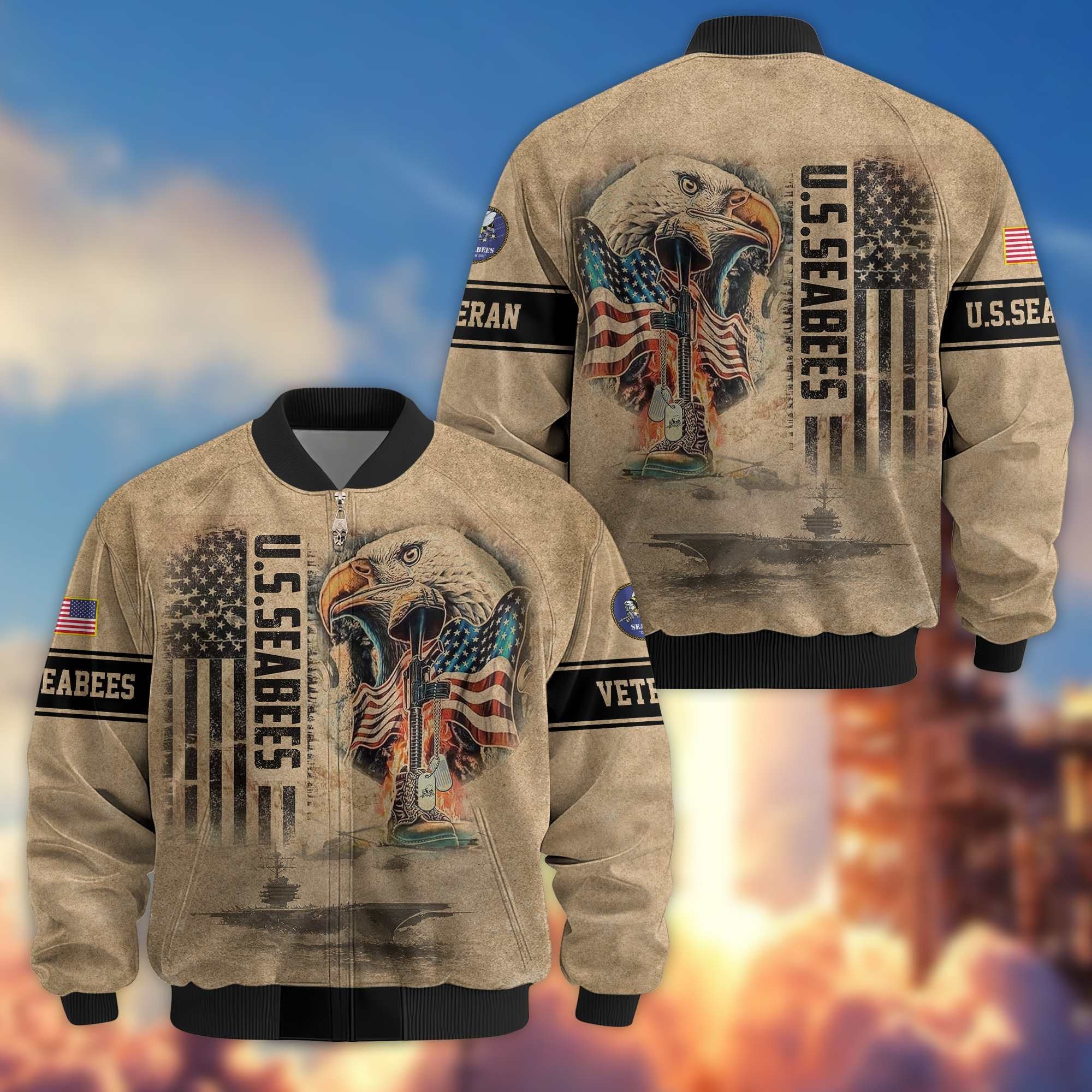 Premium US Veterans Bomer Jackets APHN301211, Gifts For US Veterans, Gifts On Father's Day, Armed Forces Day, Independence Day, Veterans Day.