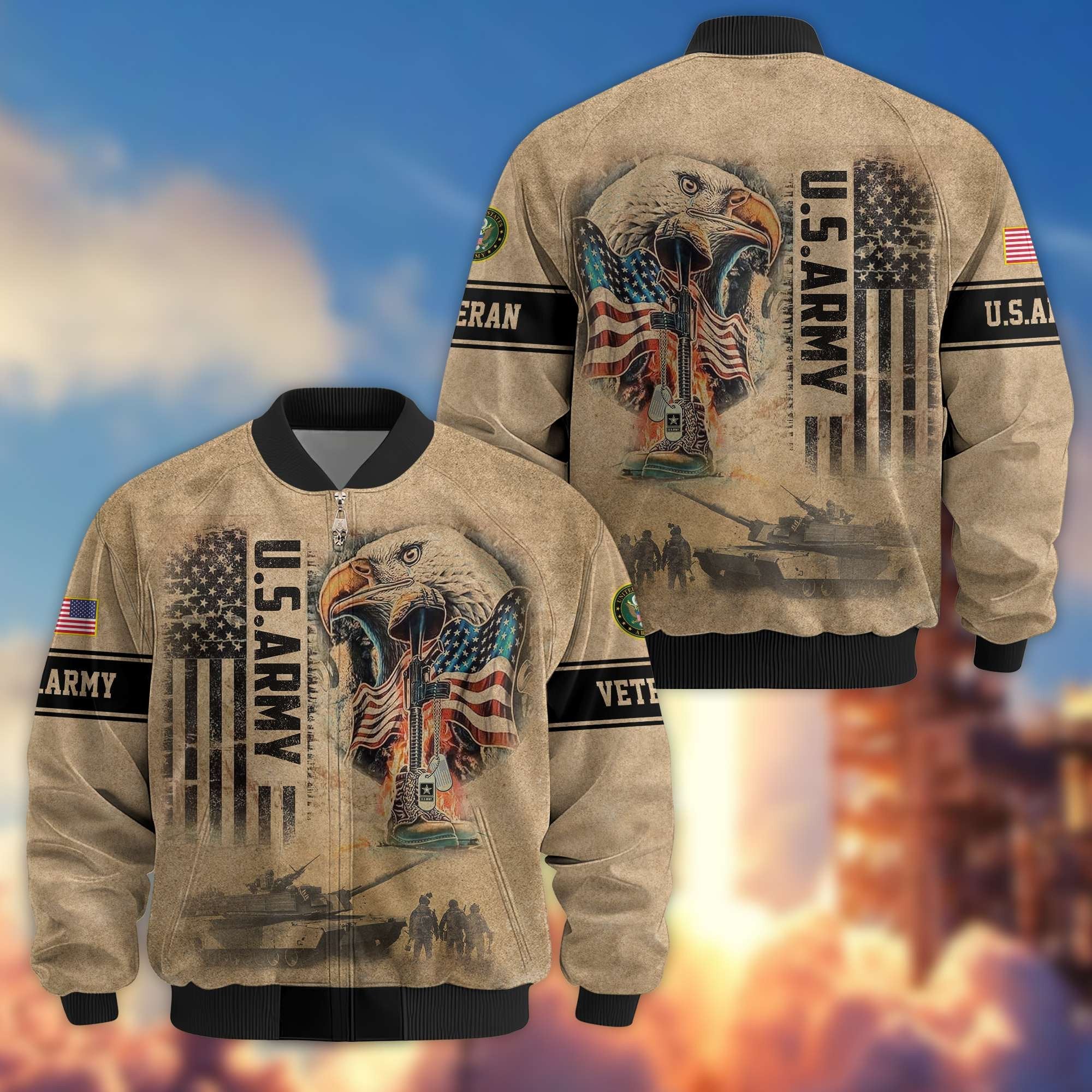 Premium US Veterans Bomer Jackets APHN301211, Gifts For US Veterans, Gifts On Father's Day, Armed Forces Day, Independence Day, Veterans Day.