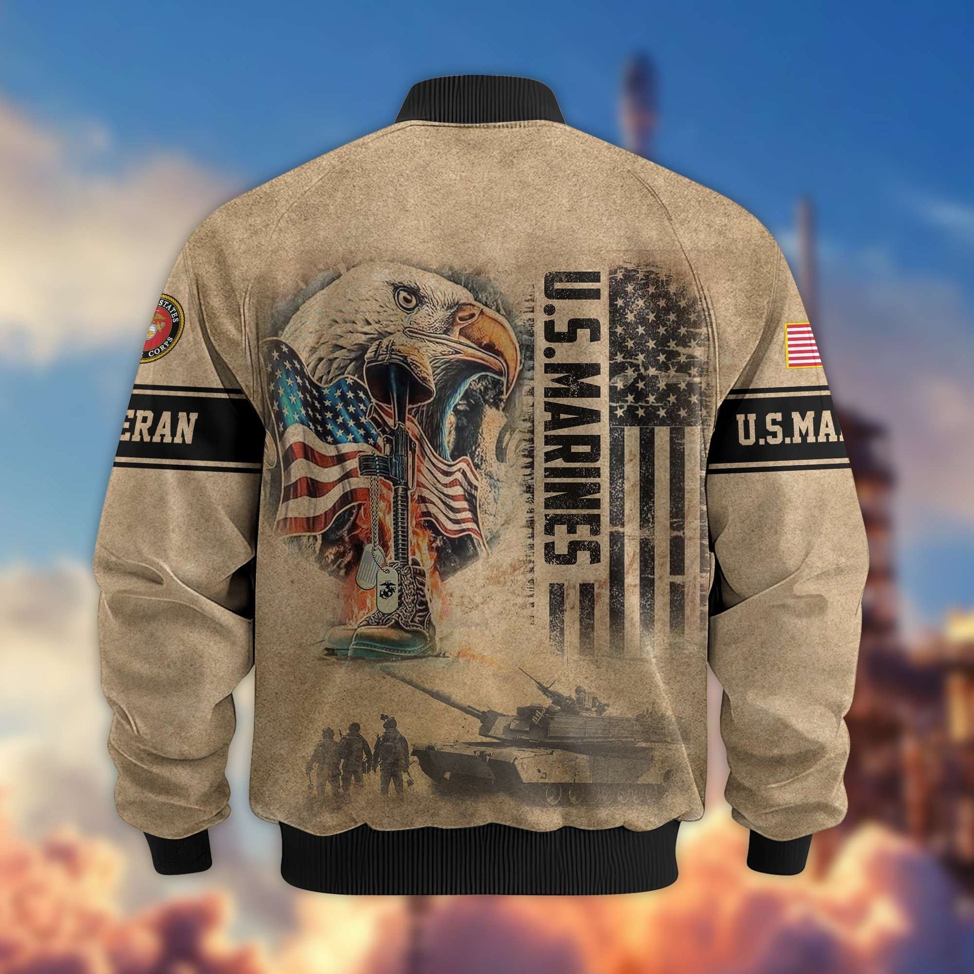 Premium US Veterans Bomer Jackets APHN301211, Gifts For US Veterans, Gifts On Father's Day, Armed Forces Day, Independence Day, Veterans Day.