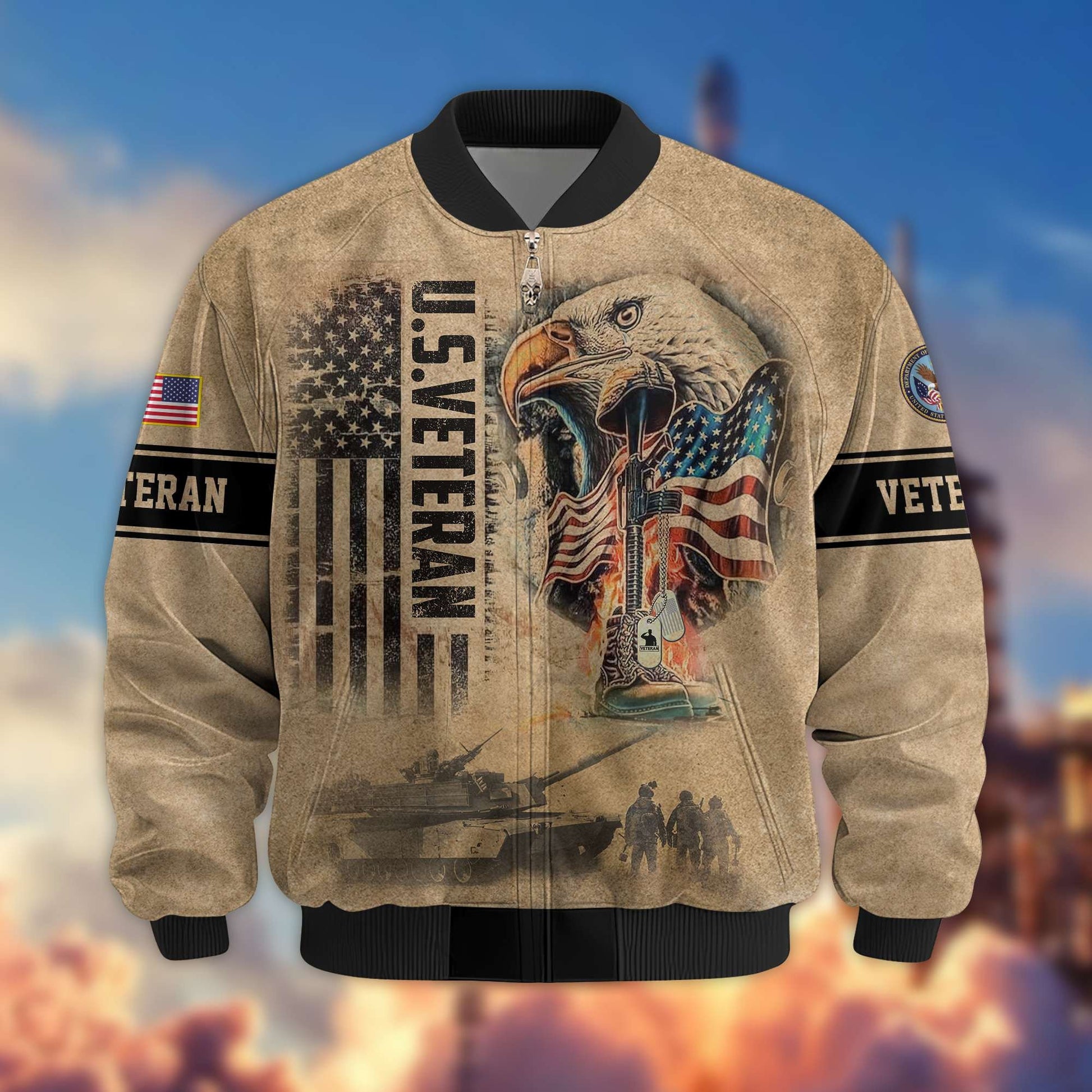 Premium US Veterans Bomer Jackets APHN301211, Gifts For US Veterans, Gifts On Father's Day, Armed Forces Day, Independence Day, Veterans Day.