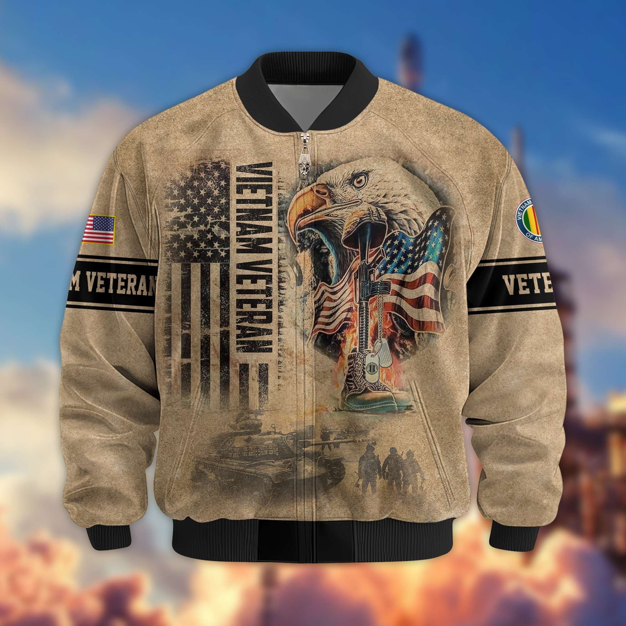 Premium US Veterans Bomer Jackets APHN301211, Gifts For US Veterans, Gifts On Father's Day, Armed Forces Day, Independence Day, Veterans Day.