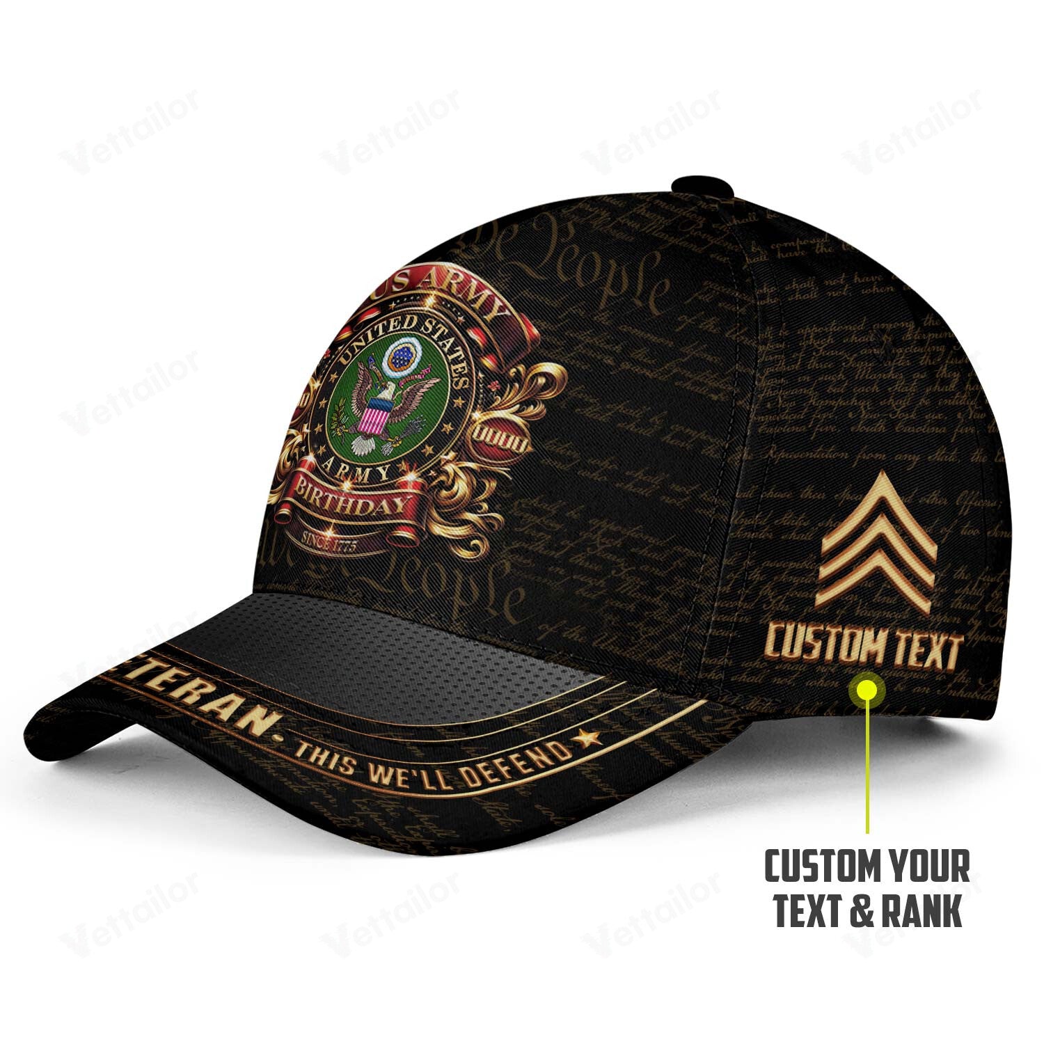 Customized 250th Army Birthday Hat All Over Printed #000452