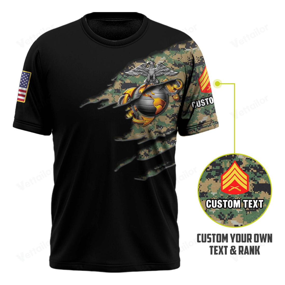 Customized U.S. Marines Camouflage T-Shirt #000531