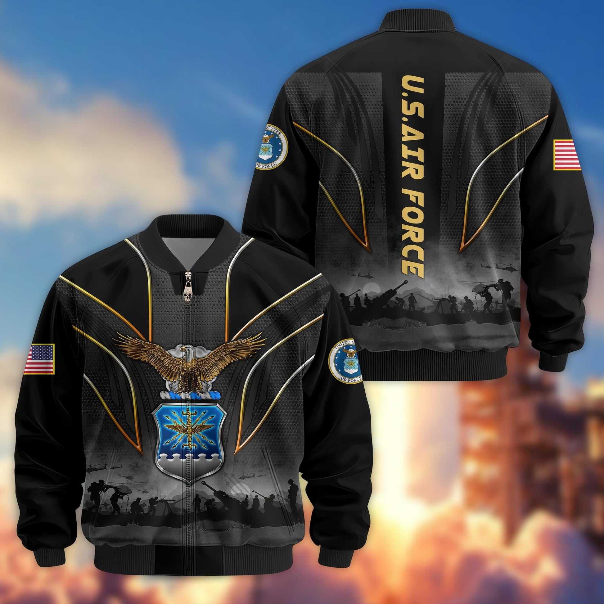 Premium US Veterans Bomber Jacket BPHN110811, Gifts For US Veterans, Gifts On Father's Day, Veterans Day.