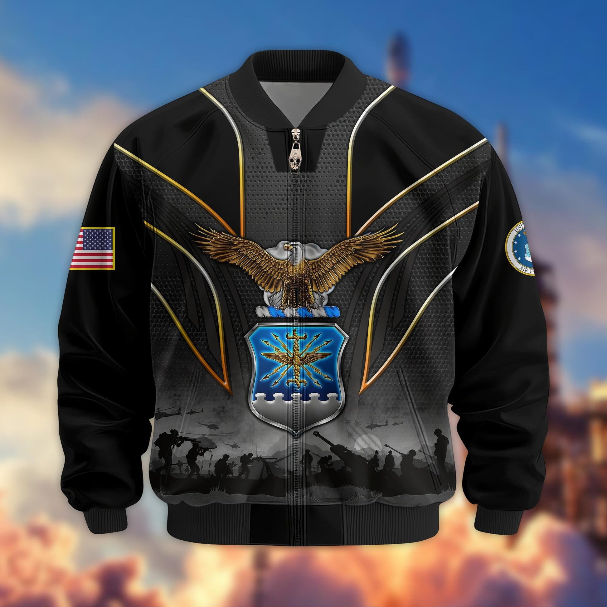 Premium US Veterans Bomber Jacket BPHN110811, Gifts For US Veterans, Gifts On Father's Day, Veterans Day.