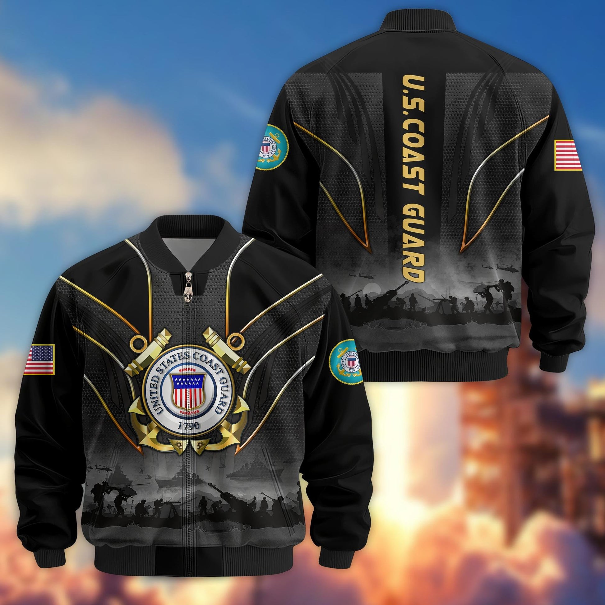 Premium US Veterans Bomber Jacket BPHN110811, Gifts For US Veterans, Gifts On Father's Day, Veterans Day.