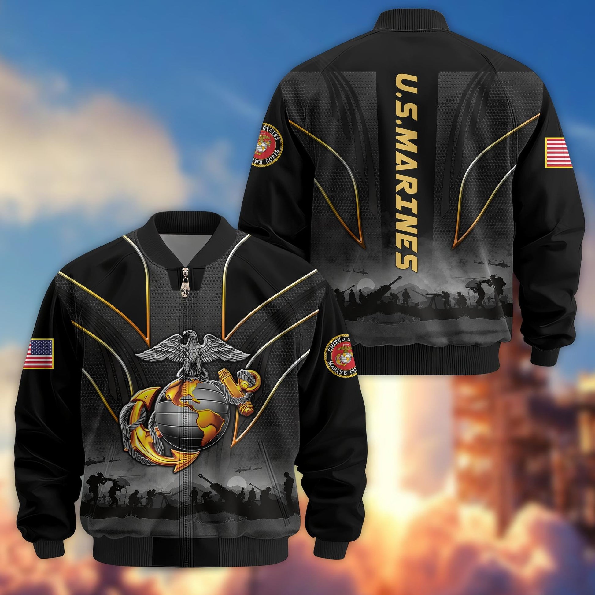 Premium US Veterans Bomber Jacket BPHN110811, Gifts For US Veterans, Gifts On Father's Day, Veterans Day.