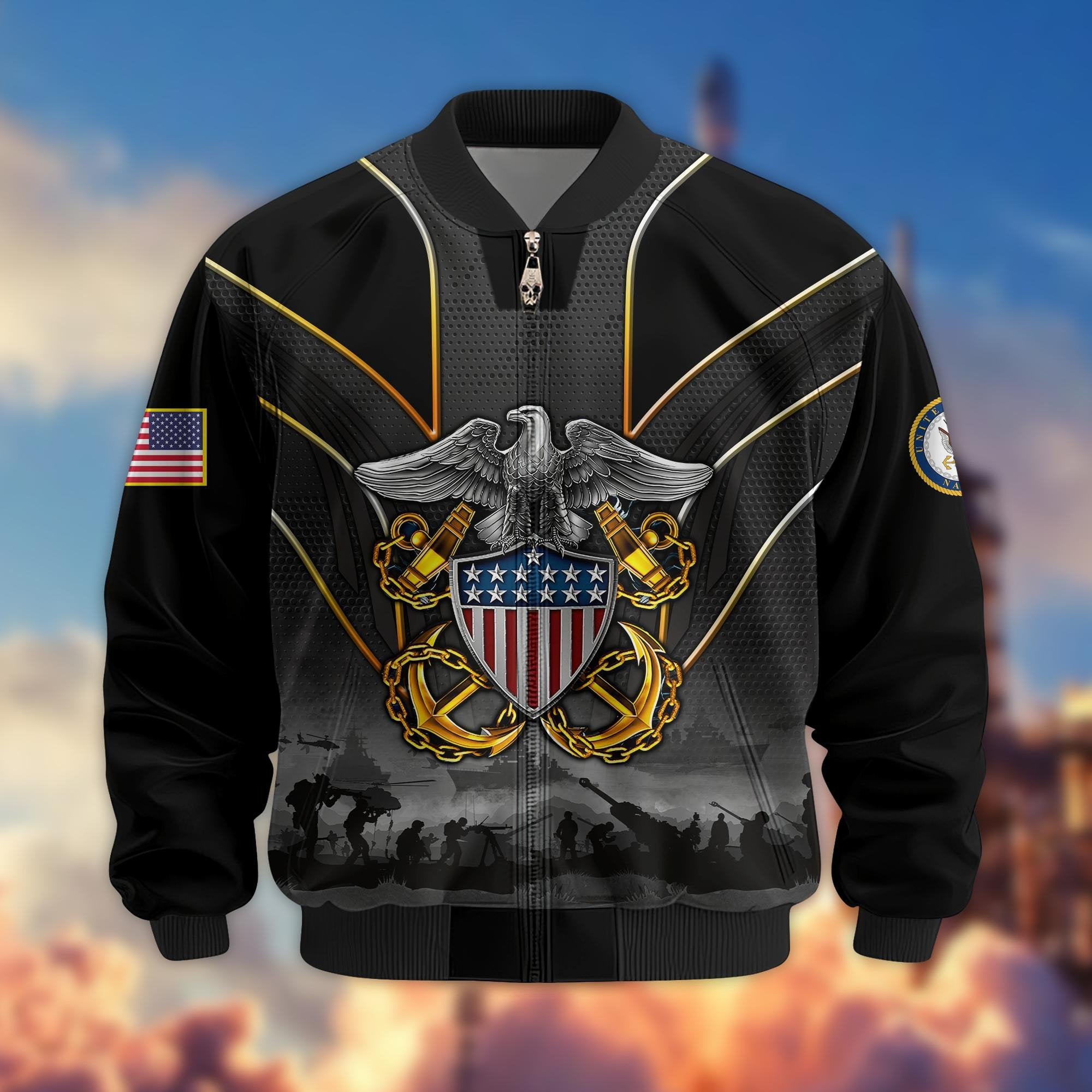Premium US Veterans Bomber Jacket BPHN110811, Gifts For US Veterans, Gifts On Father's Day, Veterans Day.