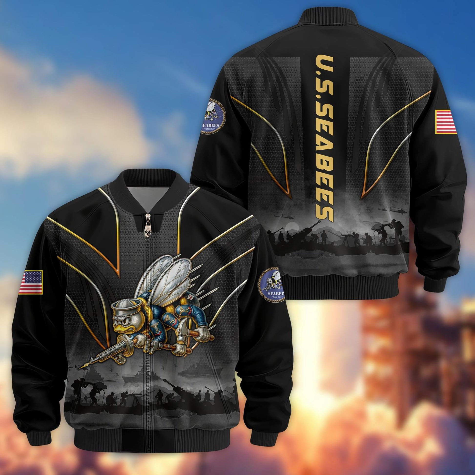 Premium US Veterans Bomber Jacket BPHN110811, Gifts For US Veterans, Gifts On Father's Day, Veterans Day.