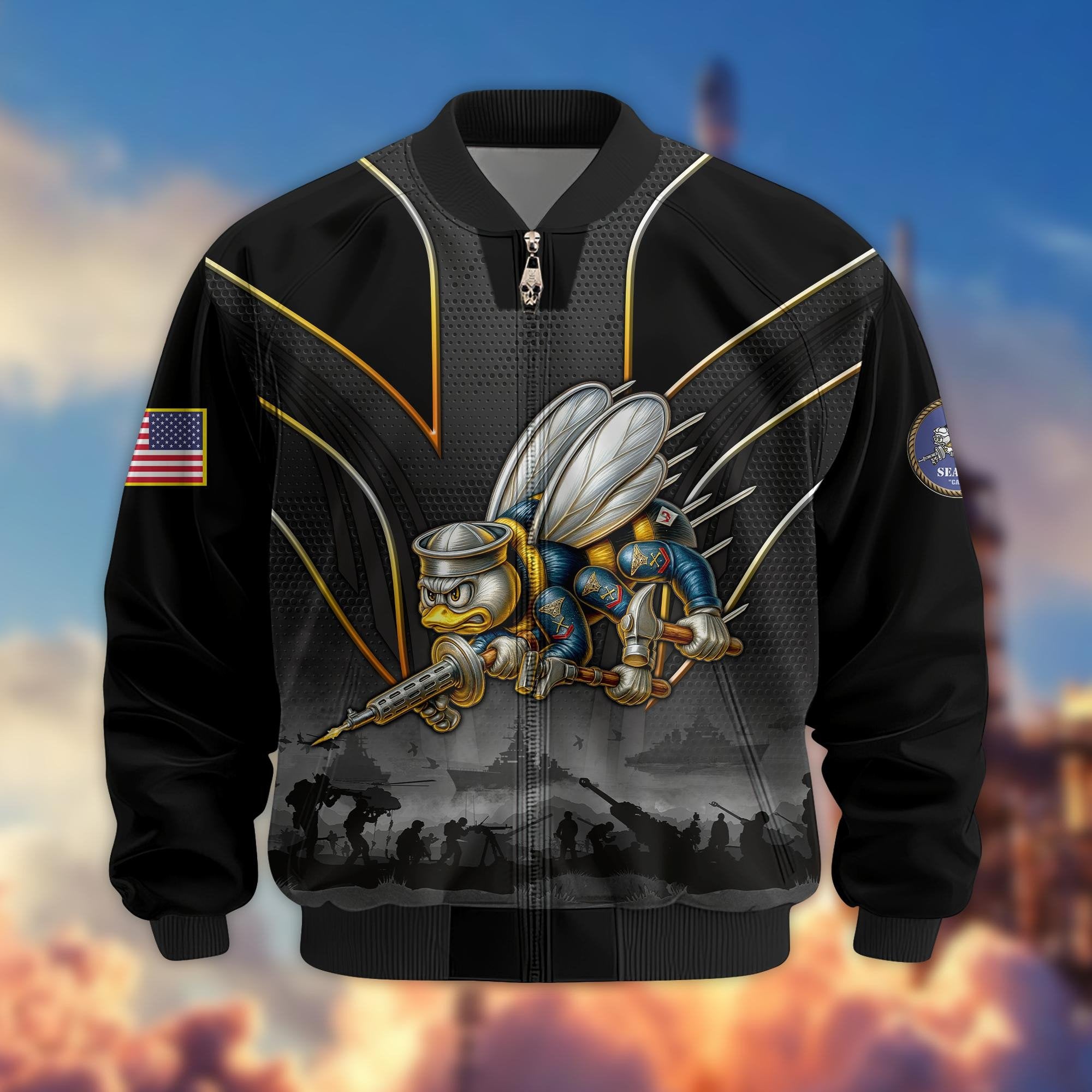 Premium US Veterans Bomber Jacket BPHN110811, Gifts For US Veterans, Gifts On Father's Day, Veterans Day.