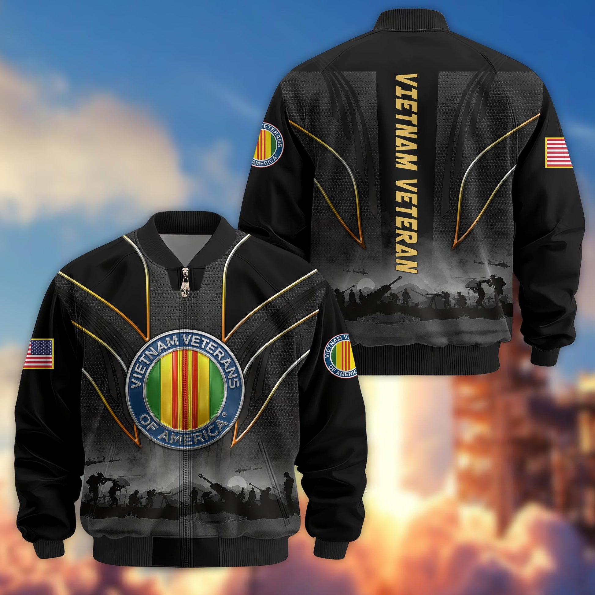 Premium US Veterans Bomber Jacket BPHN110811, Gifts For US Veterans, Gifts On Father's Day, Veterans Day.