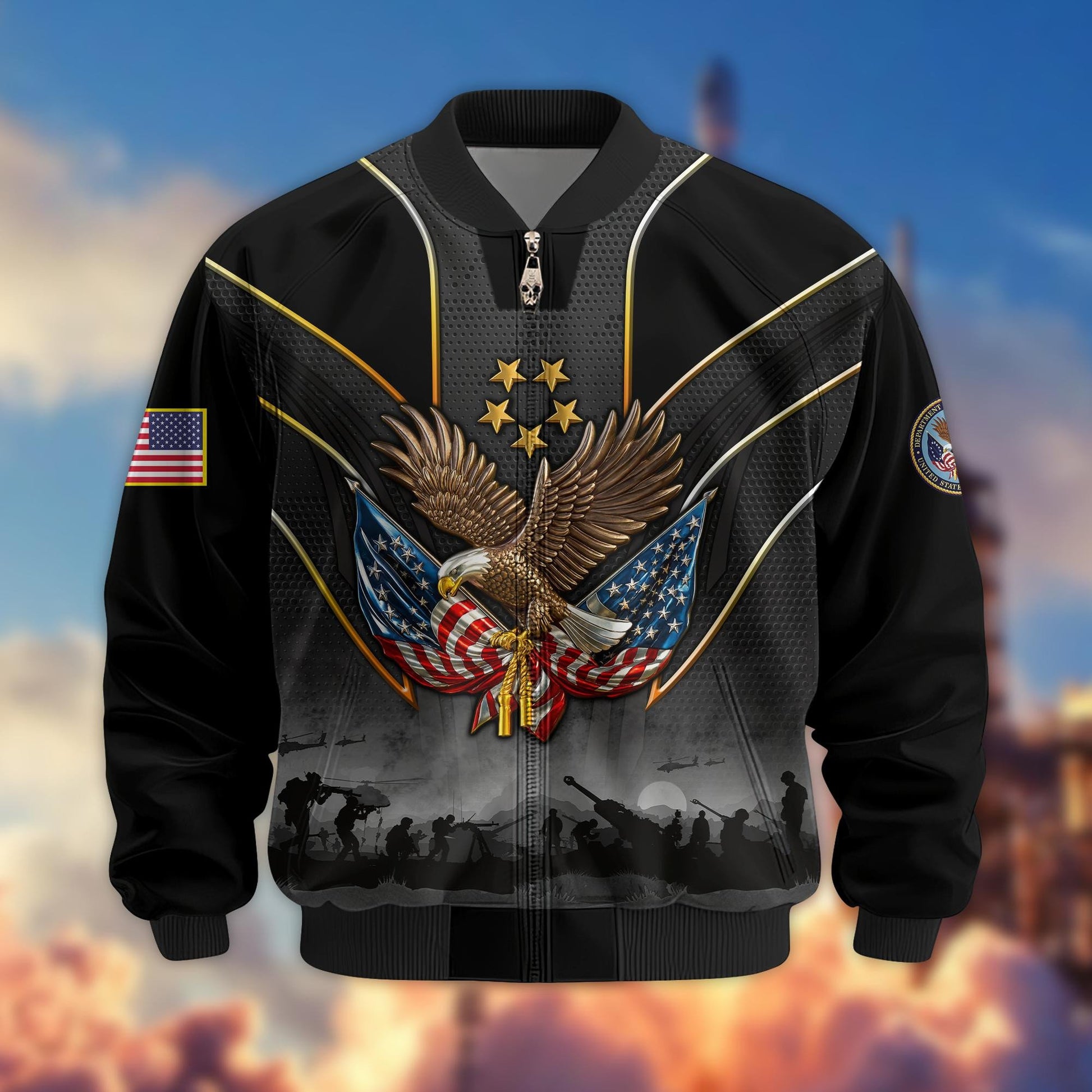 Premium US Veterans Bomber Jacket BPHN110811, Gifts For US Veterans, Gifts On Father's Day, Veterans Day.