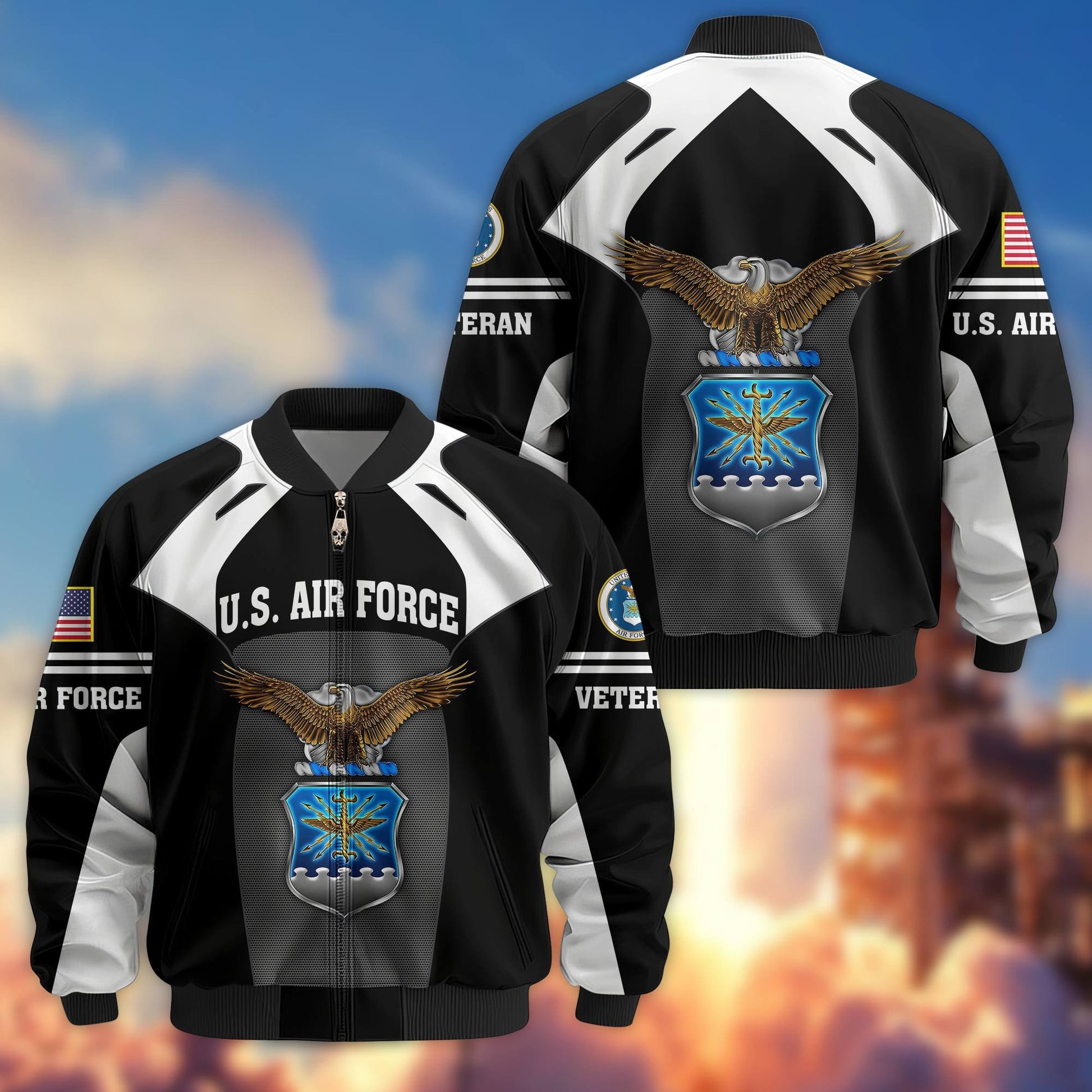 Premium US Veterans Bomber Jacket BPHN200811, Gifts For US Veterans, Gifts On Father's Day, Veterans Day.