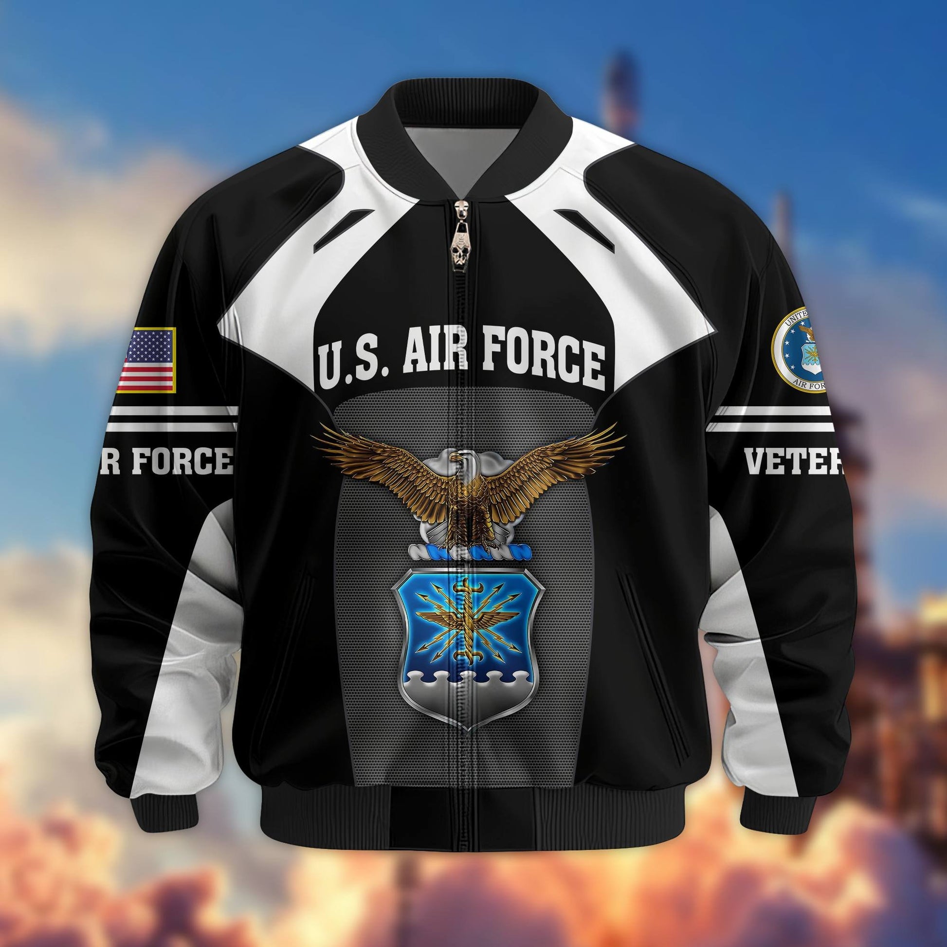 Premium US Veterans Bomber Jacket BPHN200811, Gifts For US Veterans, Gifts On Father's Day, Veterans Day.