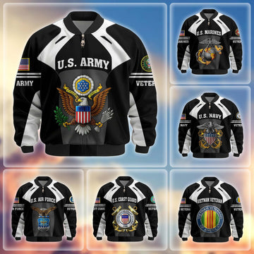 Premium US Veterans Bomber Jacket BPHN200811, Gifts For US Veterans, Gifts On Father's Day, Veterans Day.