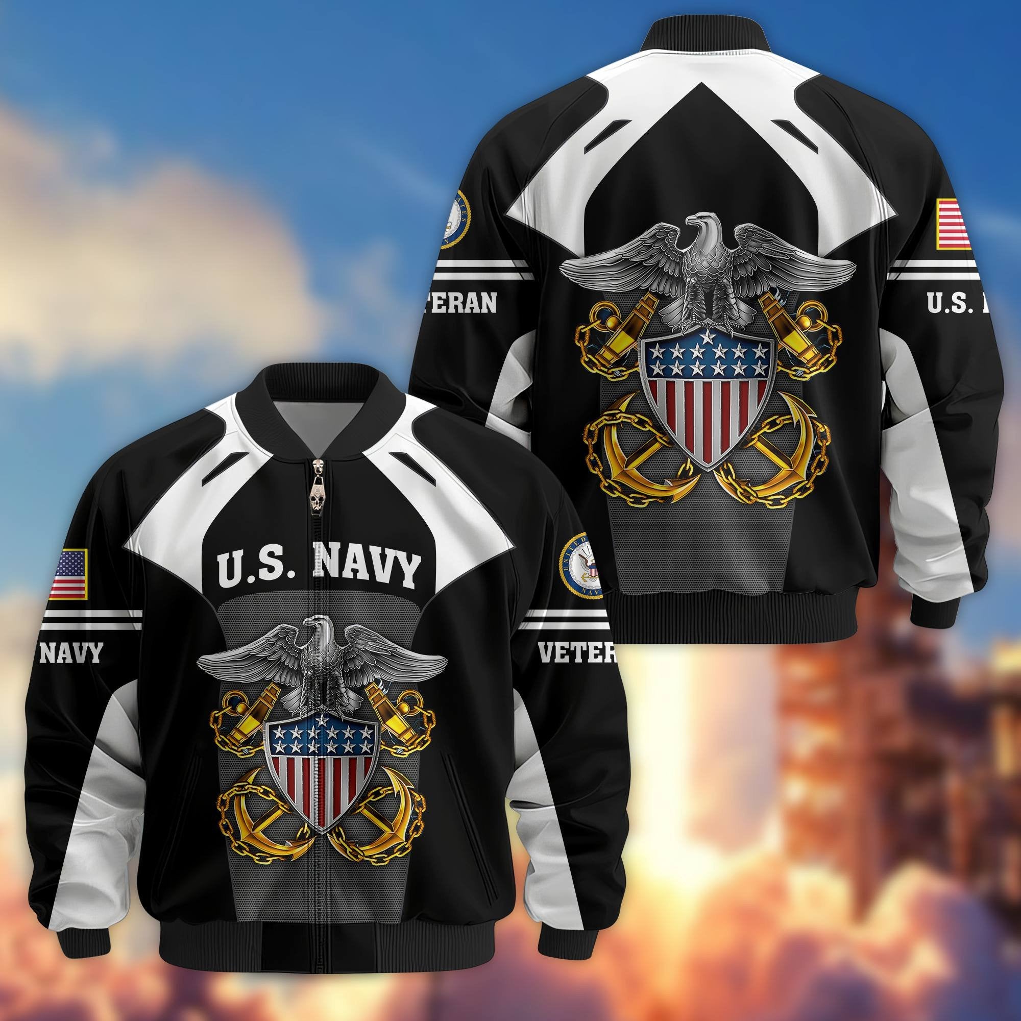 Premium US Veterans Bomber Jacket BPHN200811, Gifts For US Veterans, Gifts On Father's Day, Veterans Day.