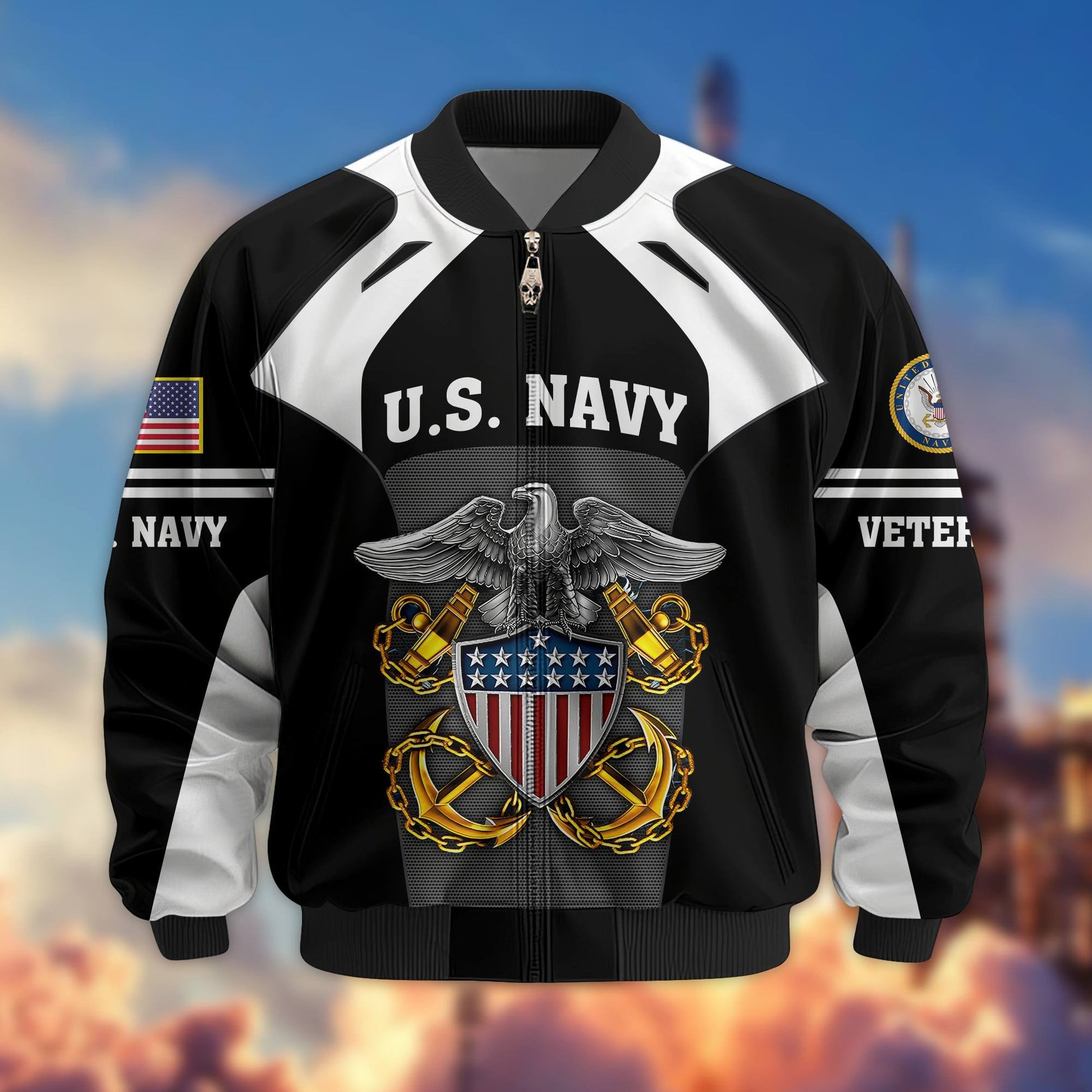 Premium US Veterans Bomber Jacket BPHN200811, Gifts For US Veterans, Gifts On Father's Day, Veterans Day.