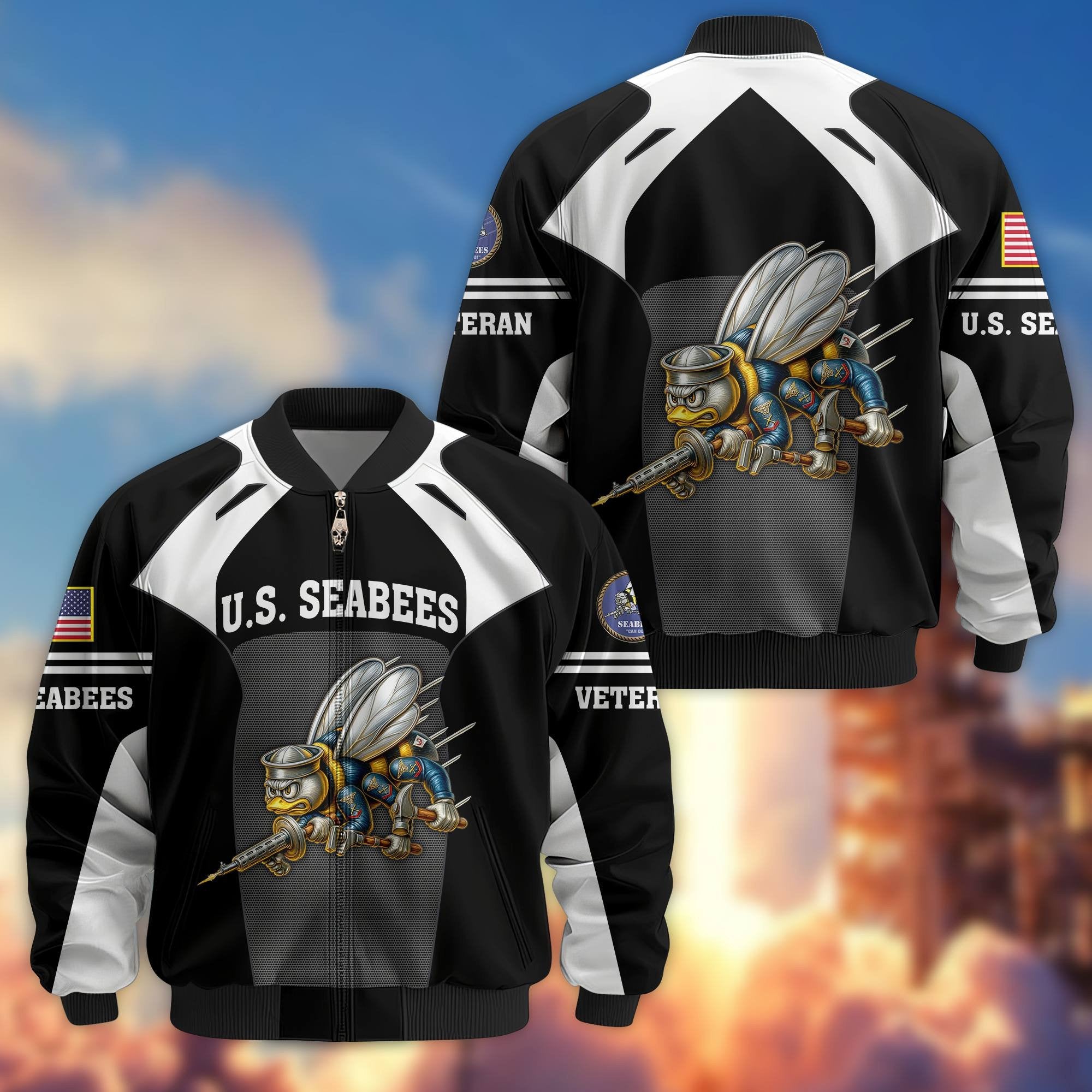 Premium US Veterans Bomber Jacket BPHN200811, Gifts For US Veterans, Gifts On Father's Day, Veterans Day.