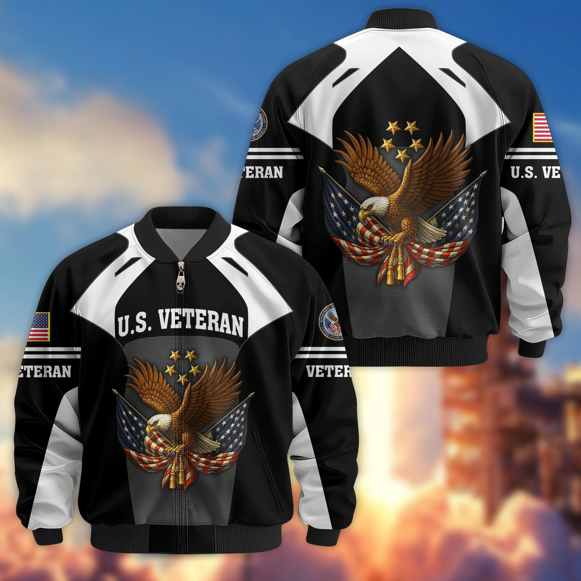 Premium US Veterans Bomber Jacket BPHN200811, Gifts For US Veterans, Gifts On Father's Day, Veterans Day.