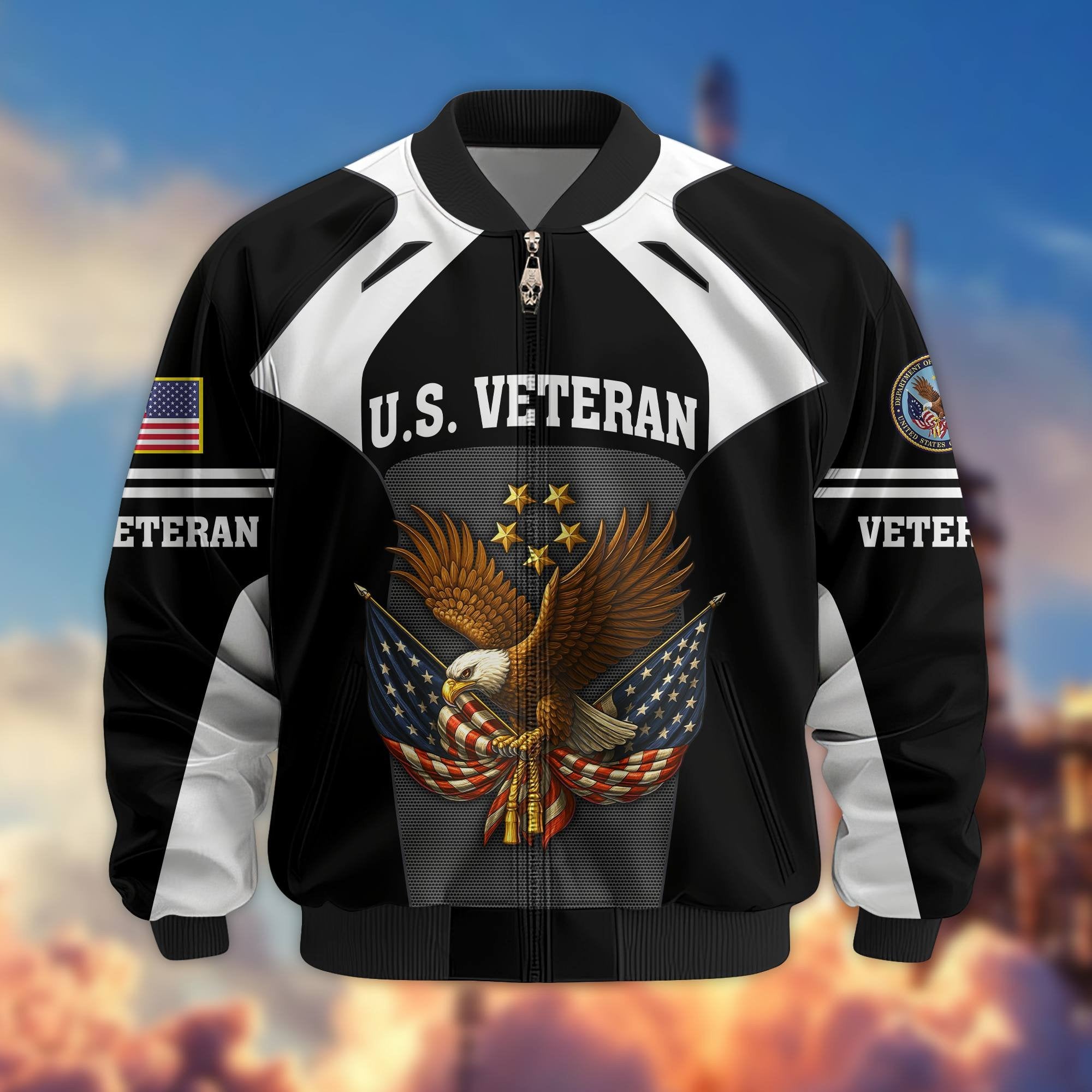 Premium US Veterans Bomber Jacket BPHN200811, Gifts For US Veterans, Gifts On Father's Day, Veterans Day.