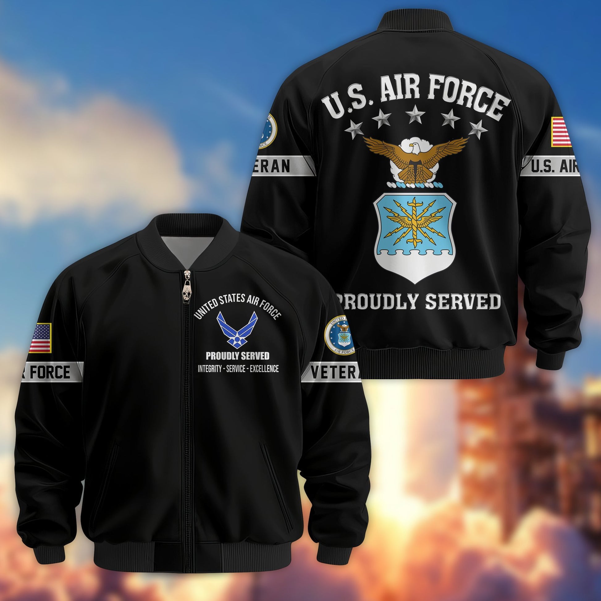 Premium US Veterans Bomber Jacket BPHN190815, Gifts For US Veterans, Gifts On Father's Day, Veterans Day.