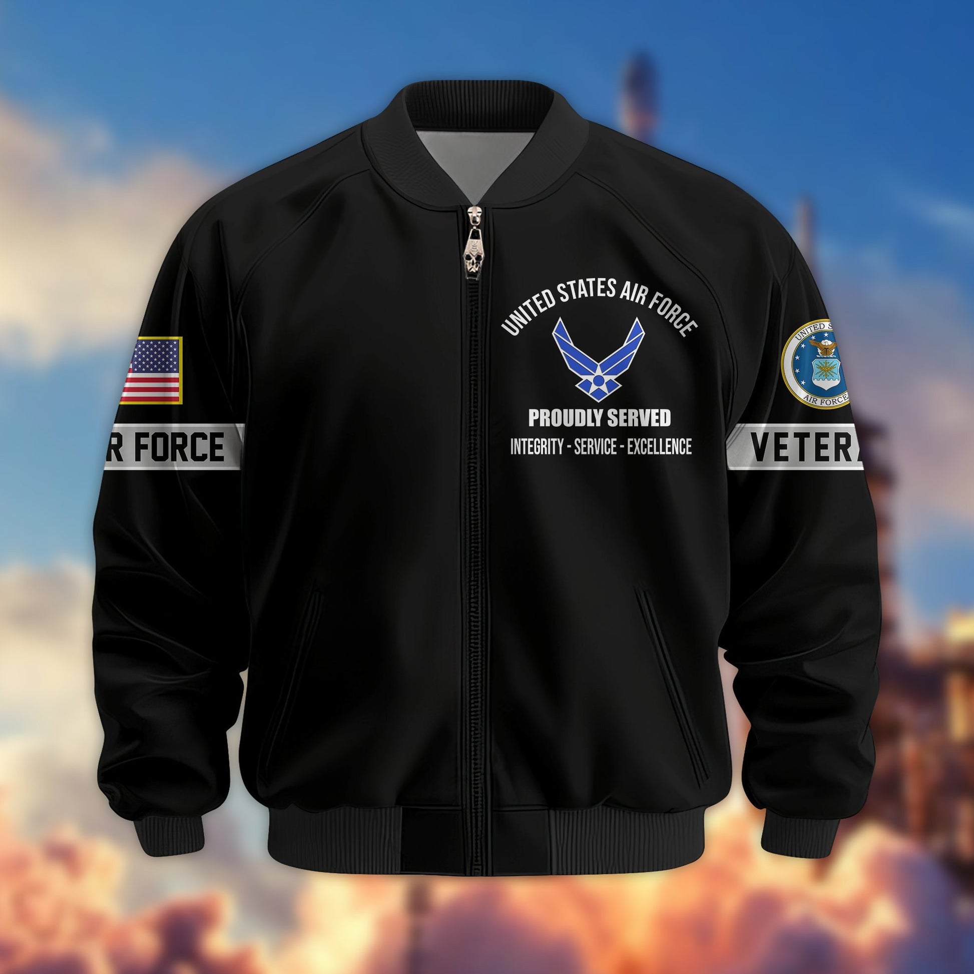 Premium US Veterans Bomber Jacket BPHN190815, Gifts For US Veterans, Gifts On Father's Day, Veterans Day.