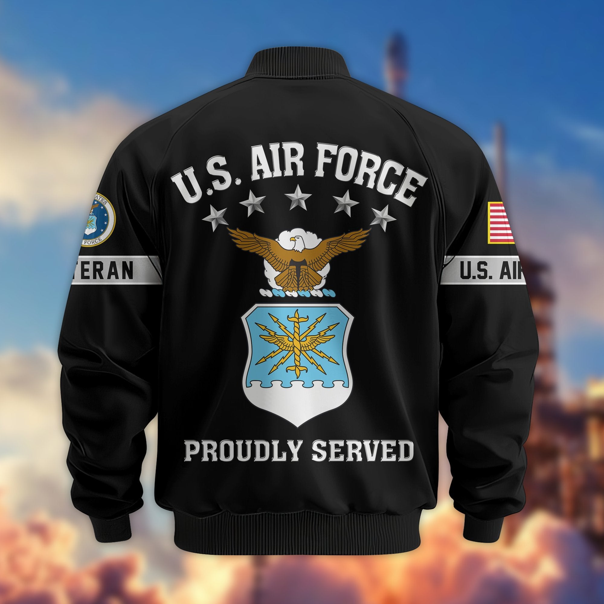 Premium US Veterans Bomber Jacket BPHN190815, Gifts For US Veterans, Gifts On Father's Day, Veterans Day.