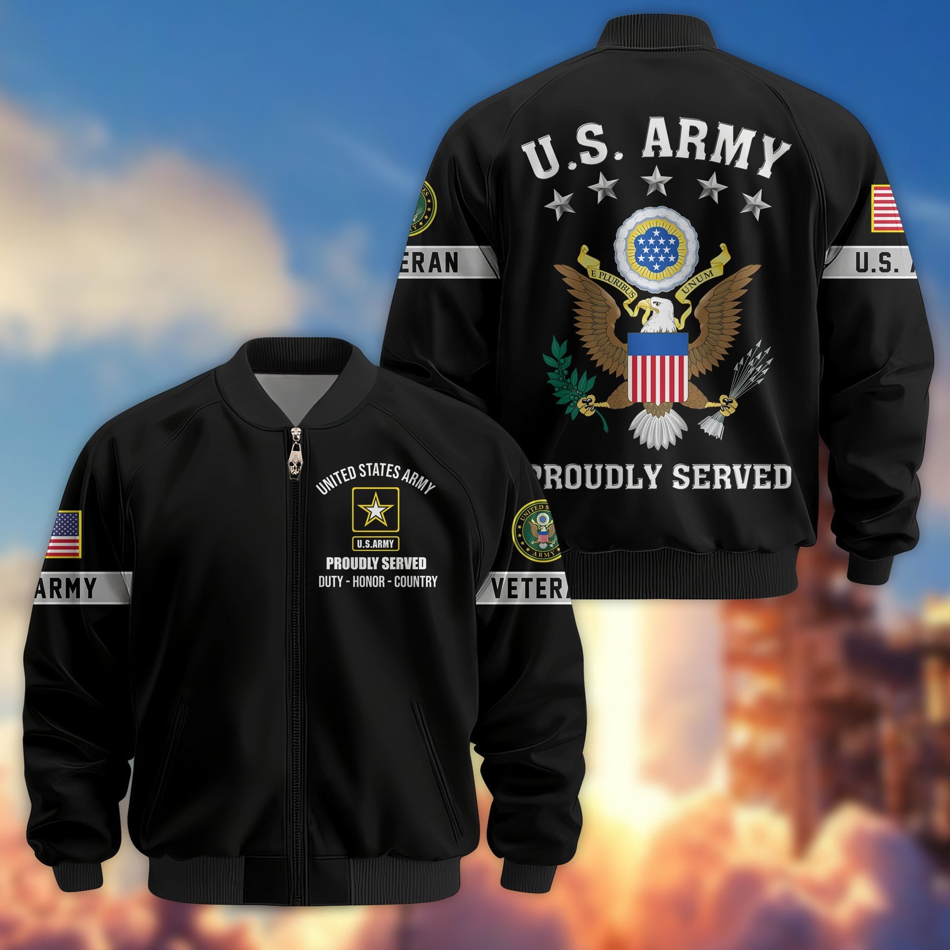Premium US Veterans Bomber Jacket BPHN190815, Gifts For US Veterans, Gifts On Father's Day, Veterans Day.