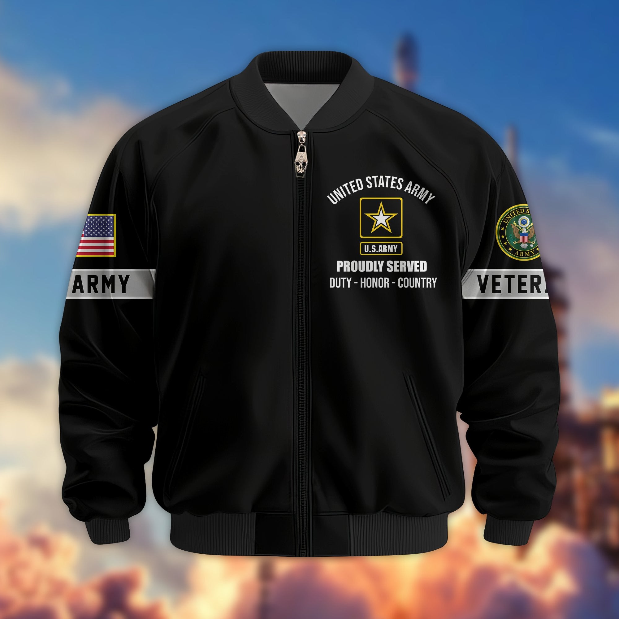 Premium US Veterans Bomber Jacket BPHN190815, Gifts For US Veterans, Gifts On Father's Day, Veterans Day.