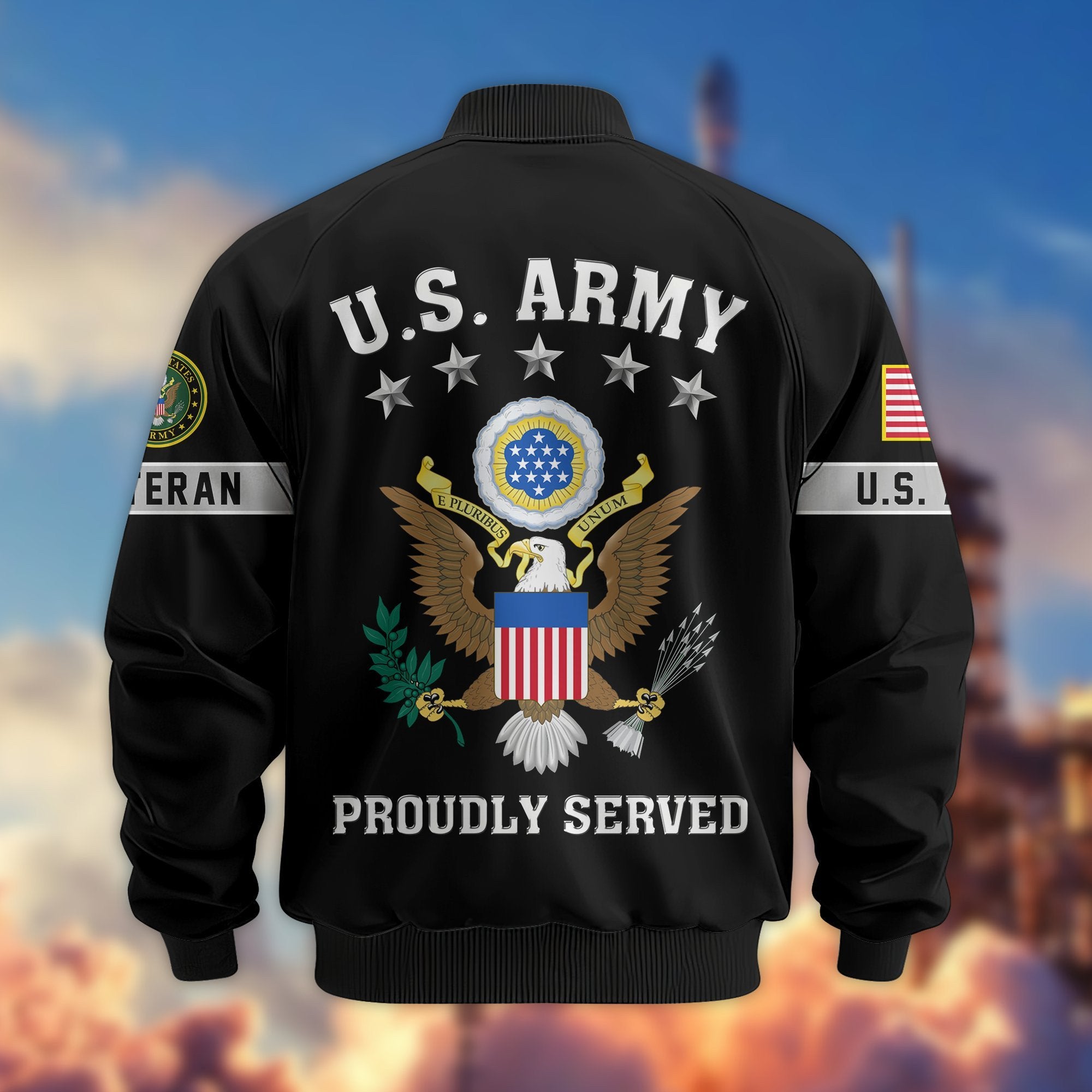Premium US Veterans Bomber Jacket BPHN190815, Gifts For US Veterans, Gifts On Father's Day, Veterans Day.