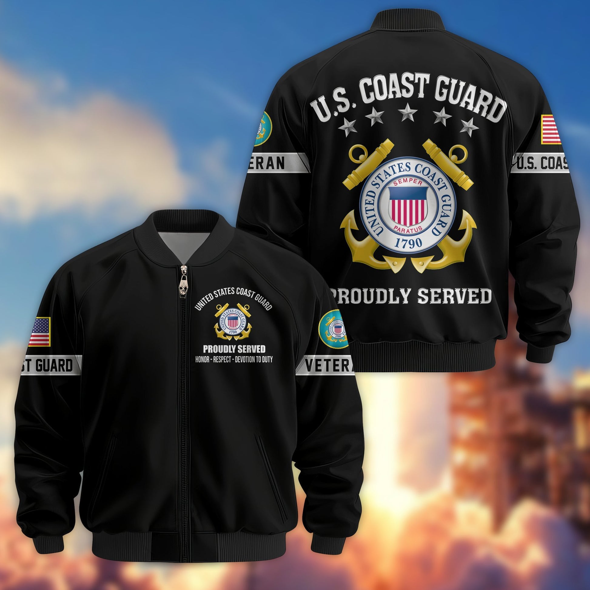 Premium US Veterans Bomber Jacket BPHN190815, Gifts For US Veterans, Gifts On Father's Day, Veterans Day.