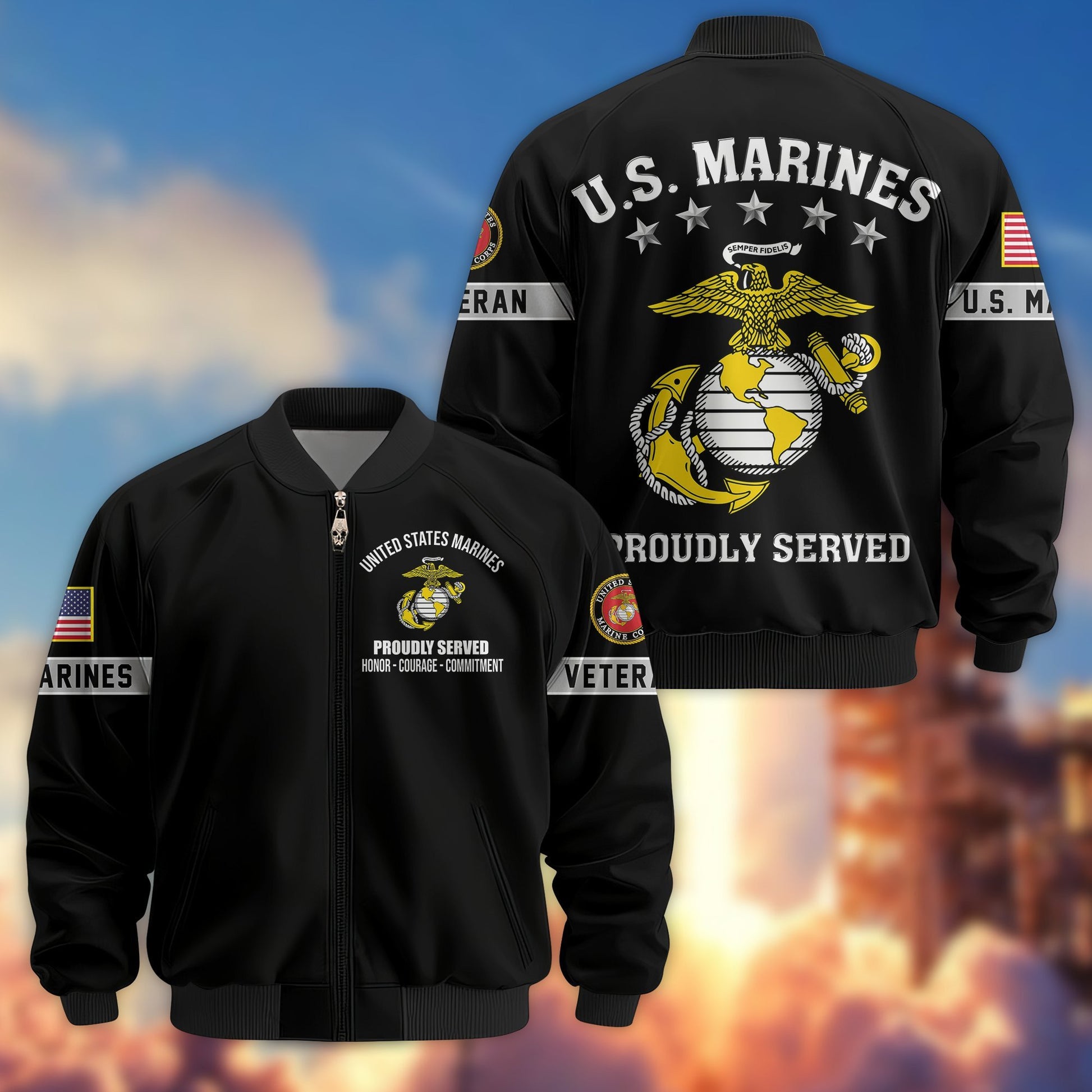 Premium US Veterans Bomber Jacket BPHN190815, Gifts For US Veterans, Gifts On Father's Day, Veterans Day.