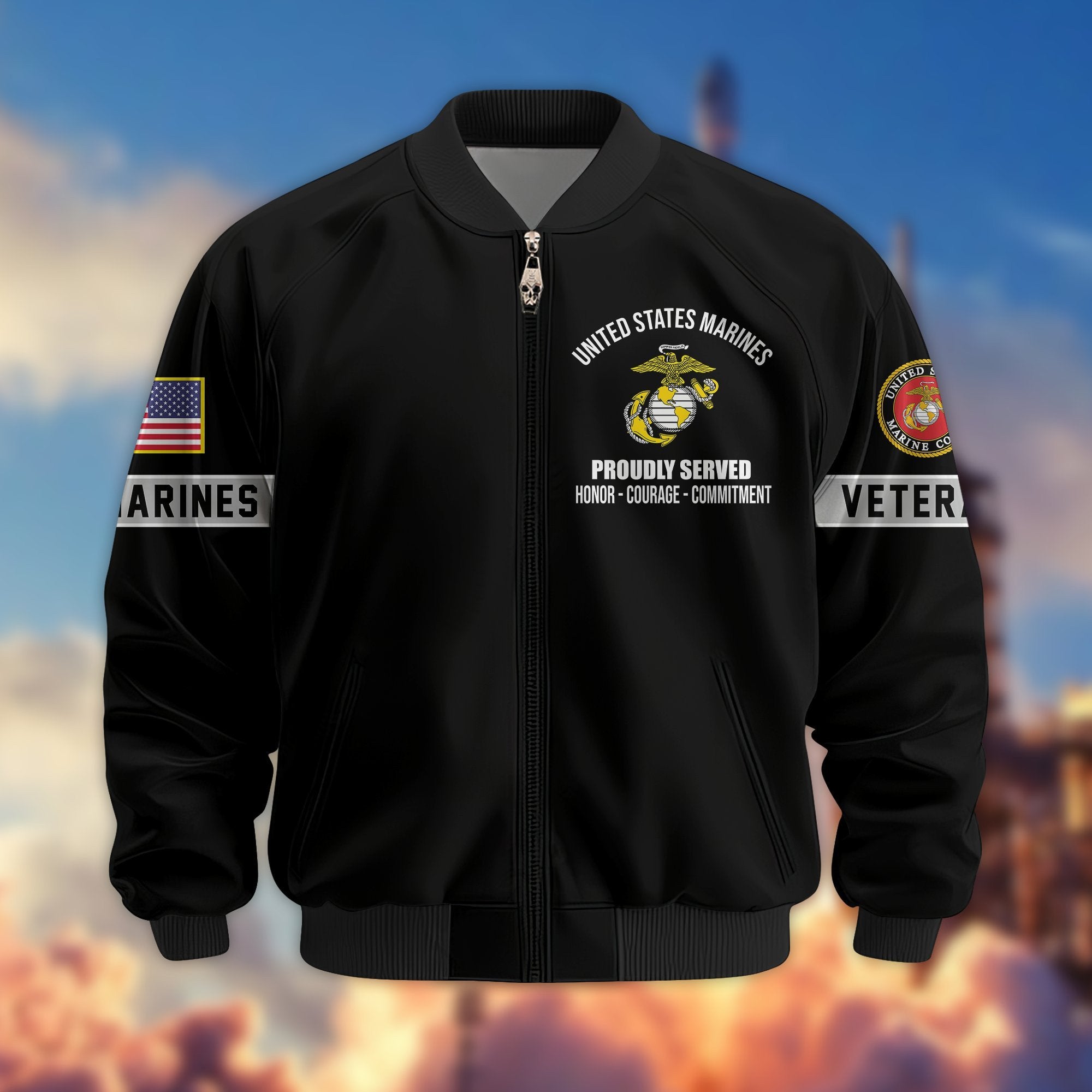Premium US Veterans Bomber Jacket BPHN190815, Gifts For US Veterans, Gifts On Father's Day, Veterans Day.