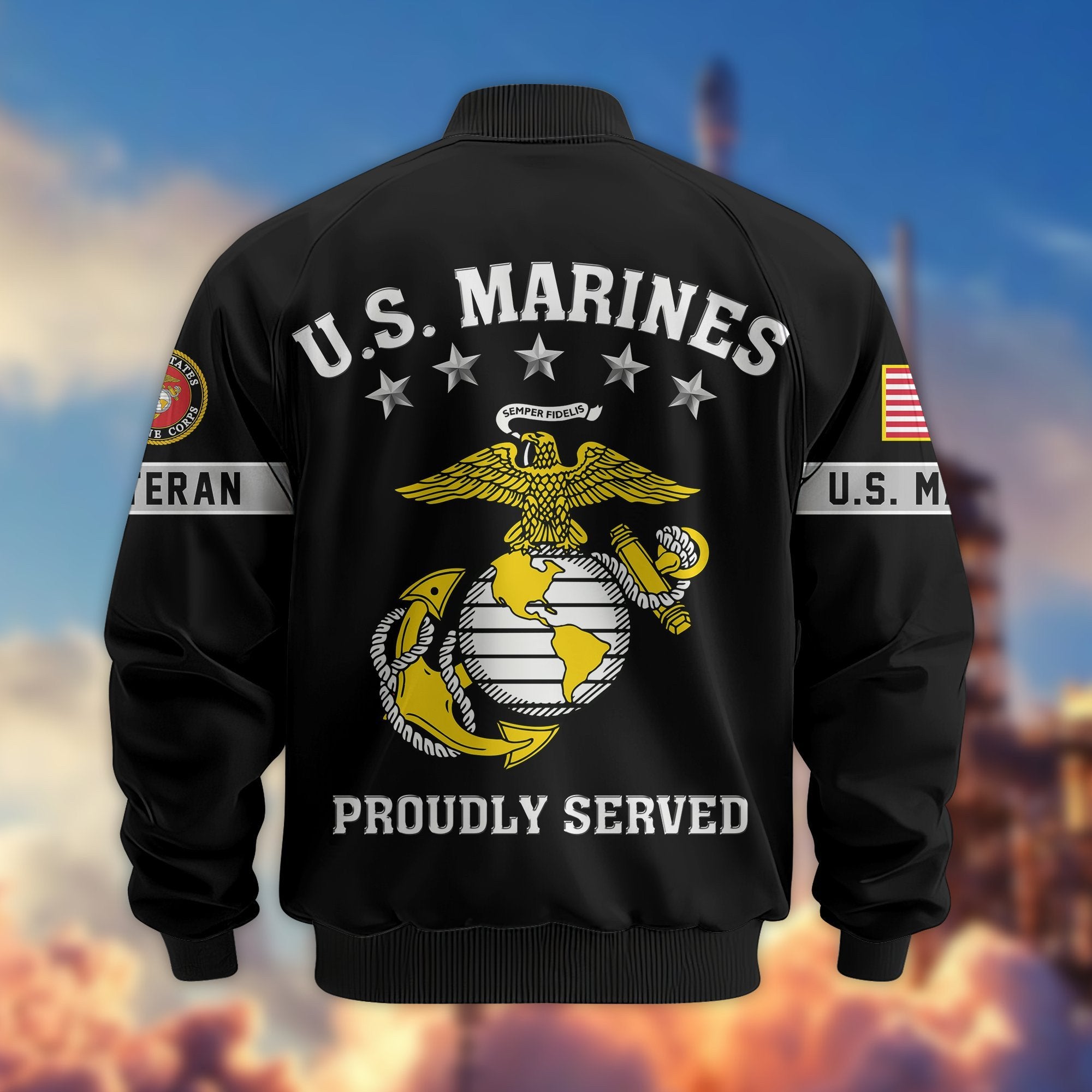 Premium US Veterans Bomber Jacket BPHN190815, Gifts For US Veterans, Gifts On Father's Day, Veterans Day.