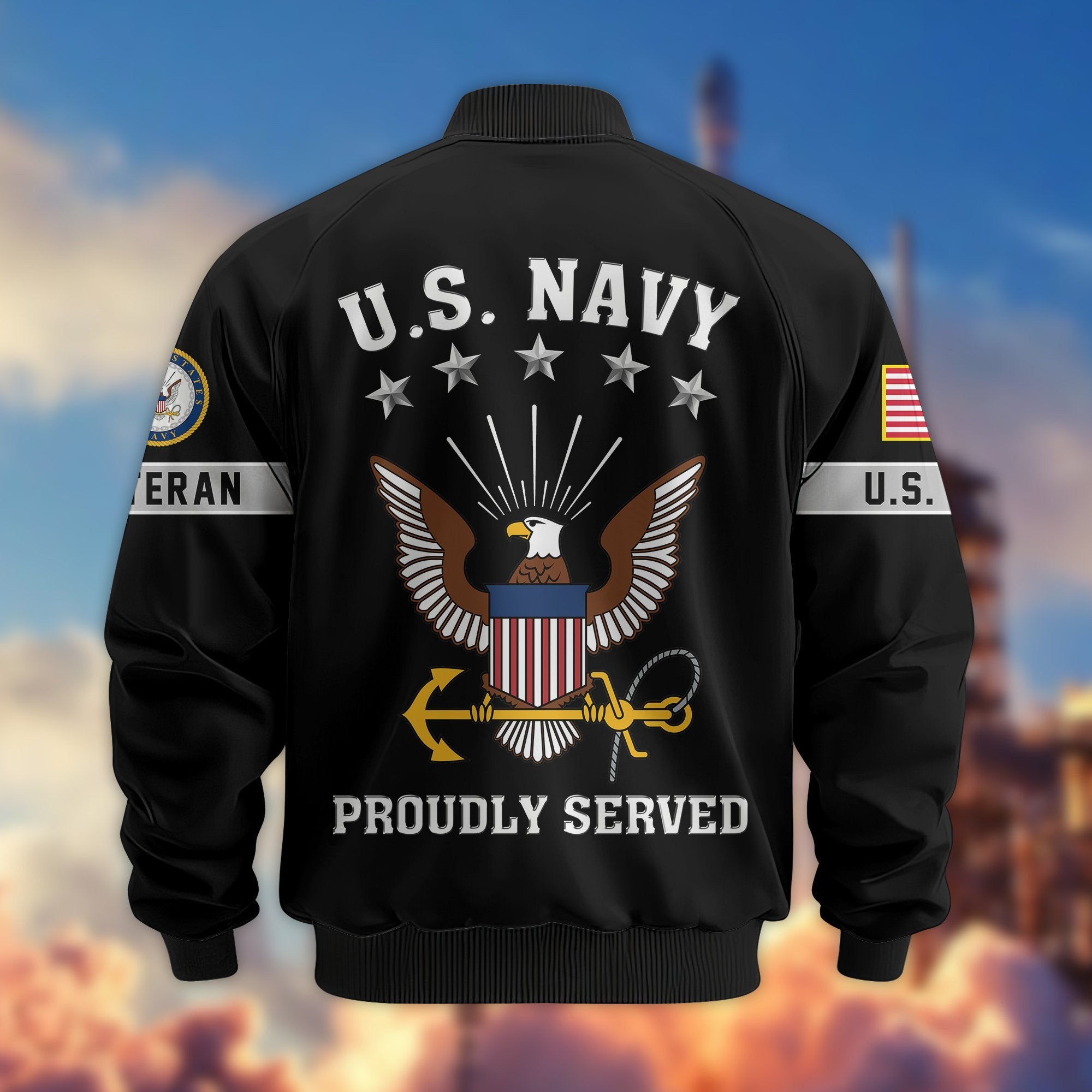 Premium US Veterans Bomber Jacket BPHN190815, Gifts For US Veterans, Gifts On Father's Day, Veterans Day.
