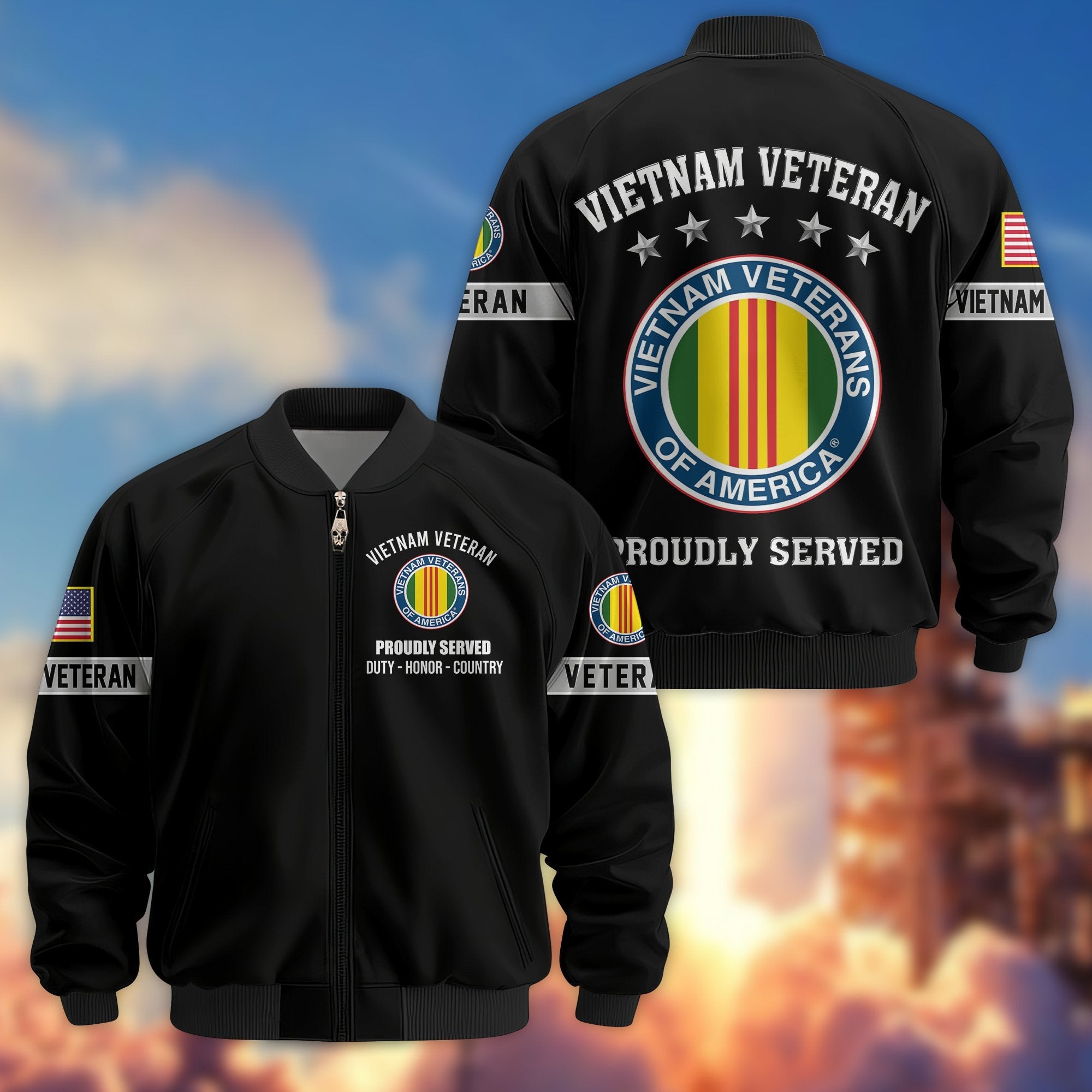 Premium US Veterans Bomber Jacket BPHN190815, Gifts For US Veterans, Gifts On Father's Day, Veterans Day.