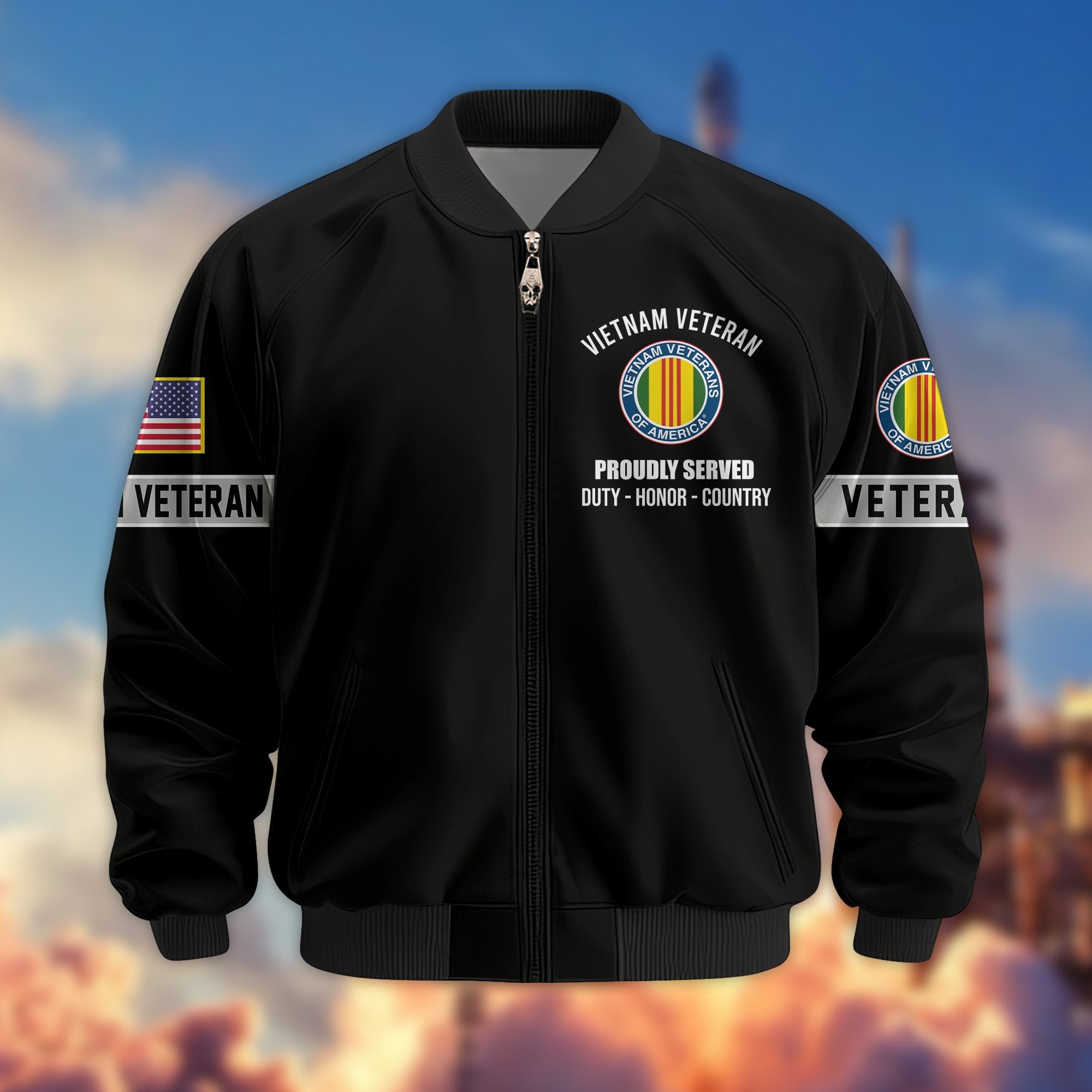 Premium US Veterans Bomber Jacket BPHN190815, Gifts For US Veterans, Gifts On Father's Day, Veterans Day.