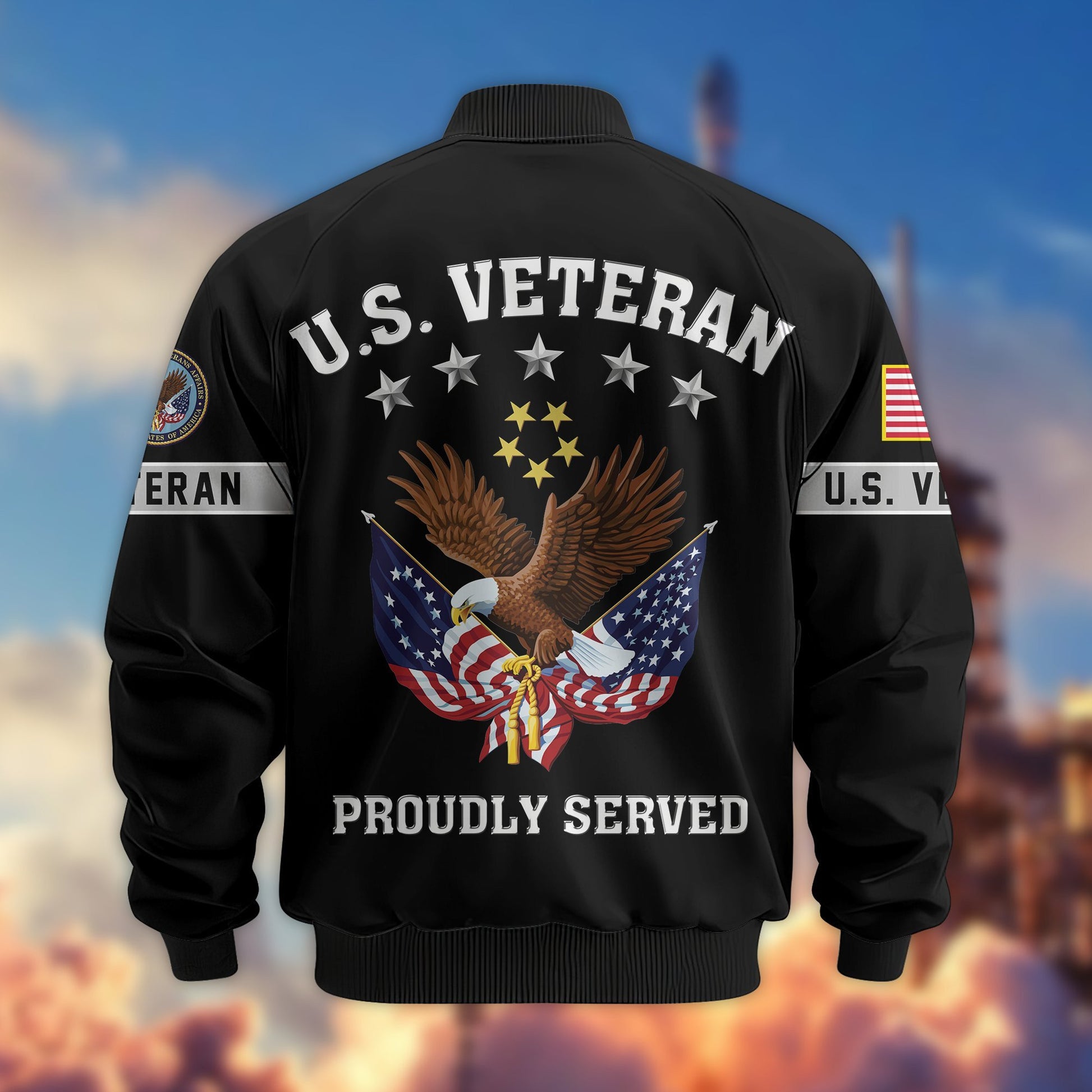 Premium US Veterans Bomber Jacket BPHN190815, Gifts For US Veterans, Gifts On Father's Day, Veterans Day.