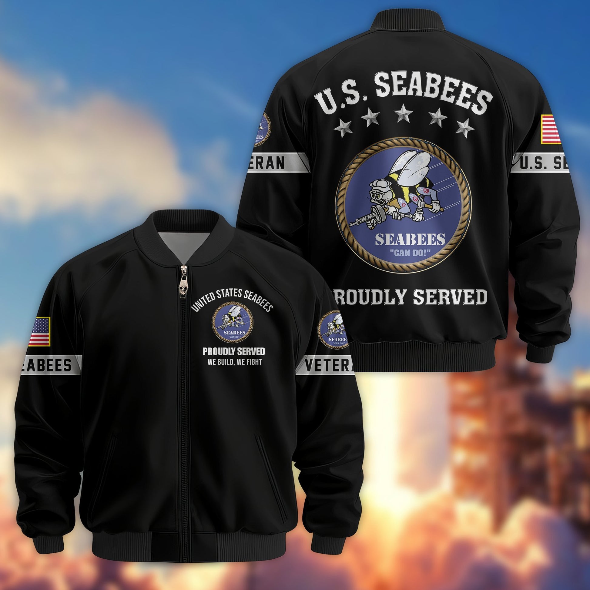 Premium US Veterans Bomber Jacket BPHN190815, Gifts For US Veterans, Gifts On Father's Day, Veterans Day.