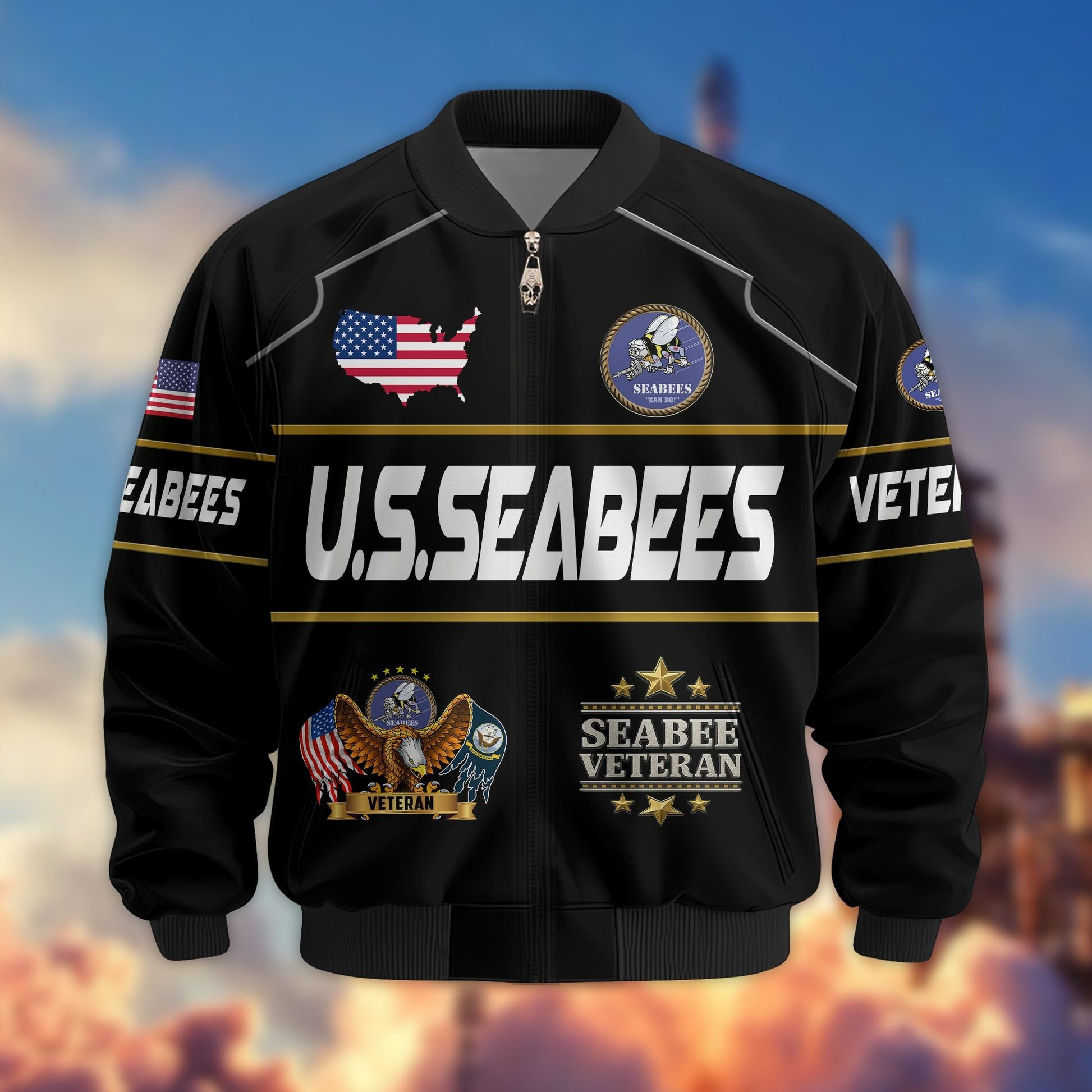 Premium US Veterans Bomber Jacket BPHN220912, Gifts For US Veterans, Gifts On Father's Day, Veterans Day.