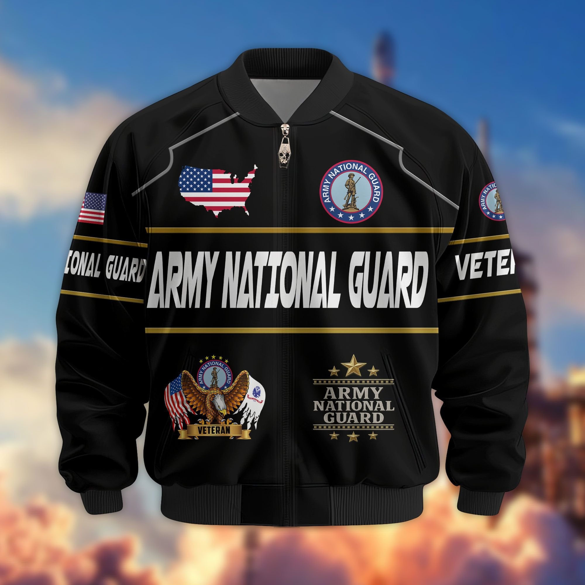 Premium US Veterans Bomber Jacket BPHN220912, Gifts For US Veterans, Gifts On Father's Day, Veterans Day.