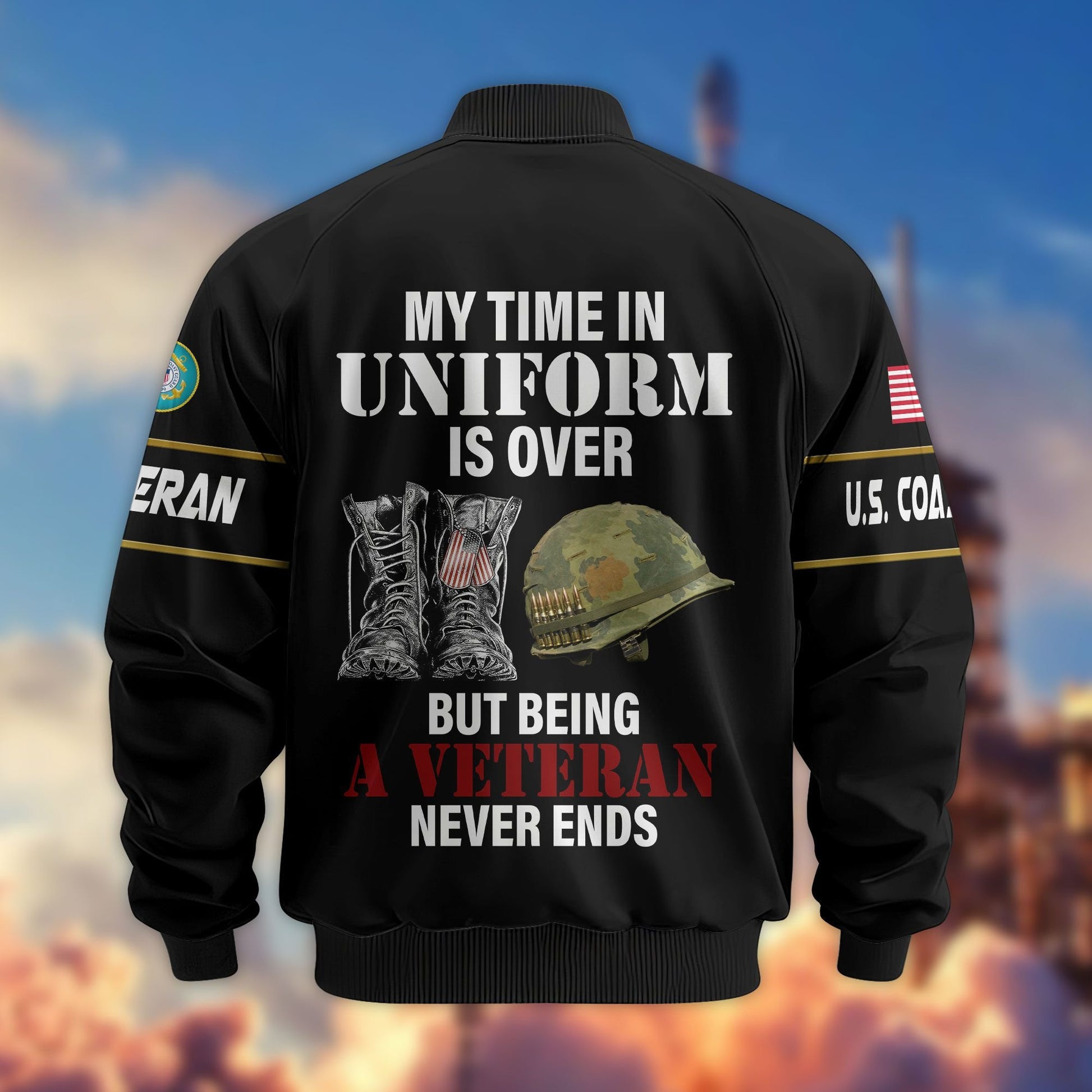 Premium US Veterans Bomber Jacket BPHN220912, Gifts For US Veterans, Gifts On Father's Day, Veterans Day.