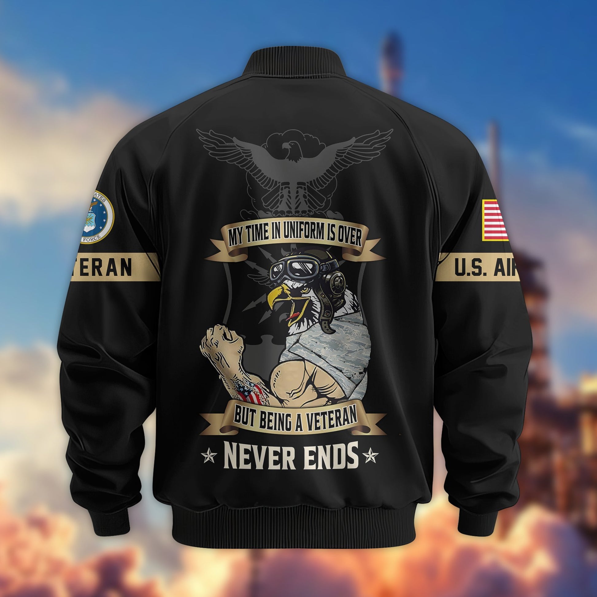 Premium US Veterans Bomber Jacket BPHN190812, Gifts For US Veterans, Gifts On Father's Day, Veterans Day.