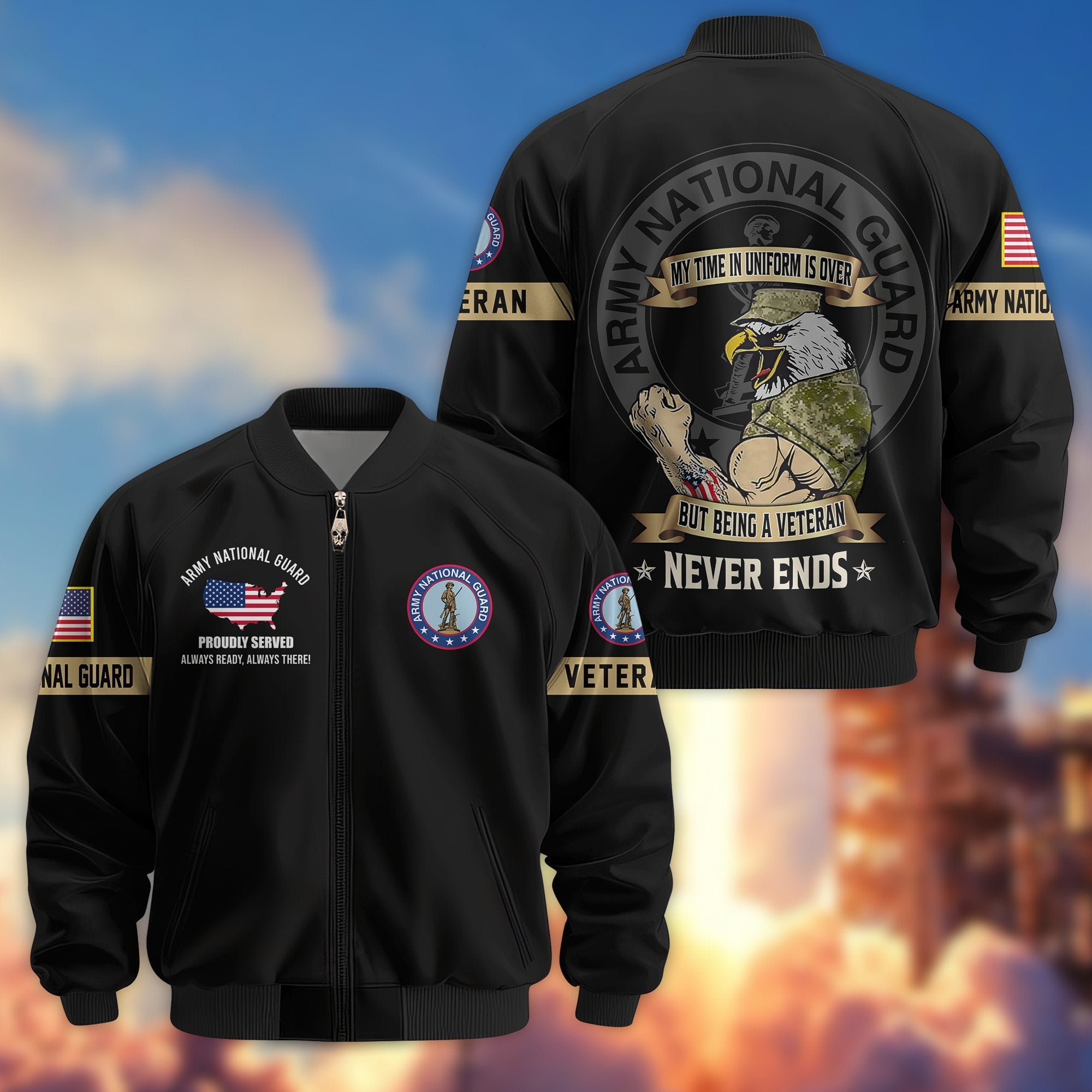 Premium US Veterans Bomber Jacket BPHN190812, Gifts For US Veterans, Gifts On Father's Day, Veterans Day.