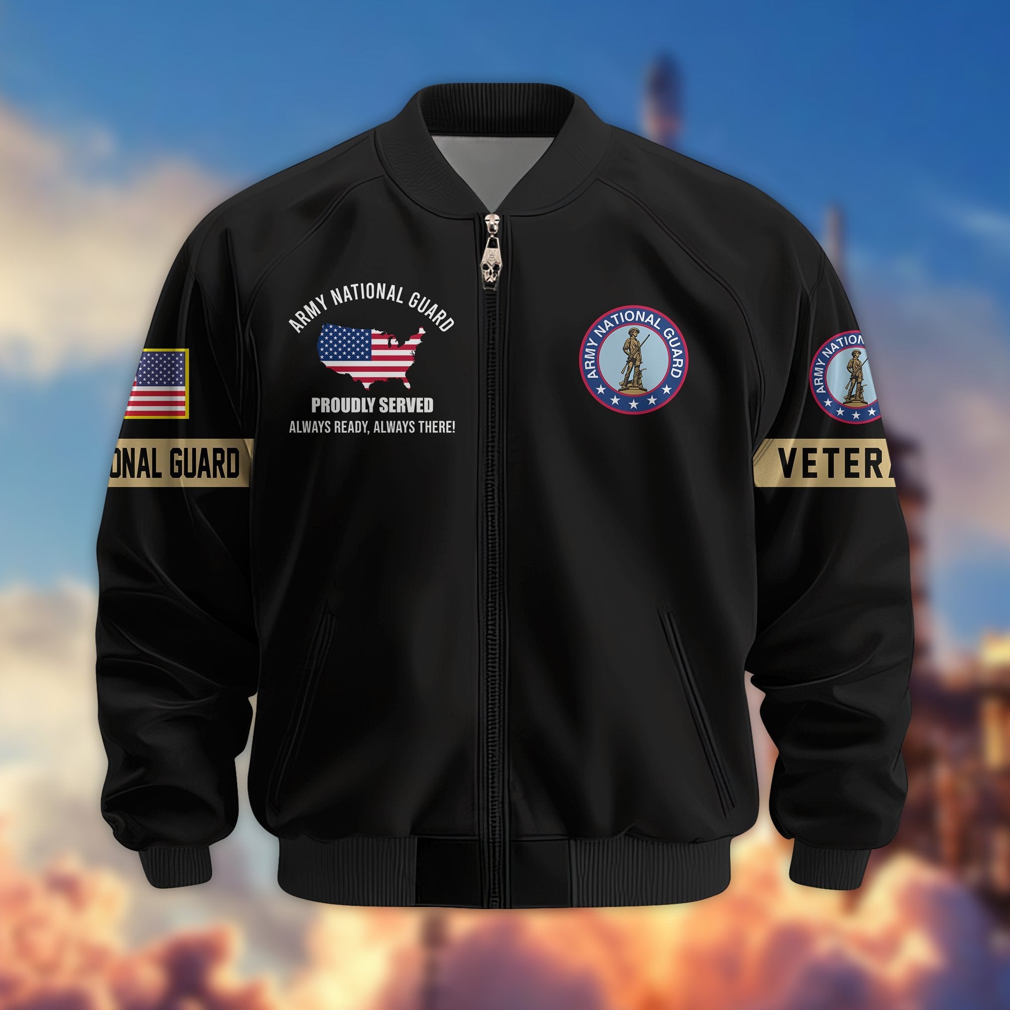 Premium US Veterans Bomber Jacket BPHN190812, Gifts For US Veterans, Gifts On Father's Day, Veterans Day.