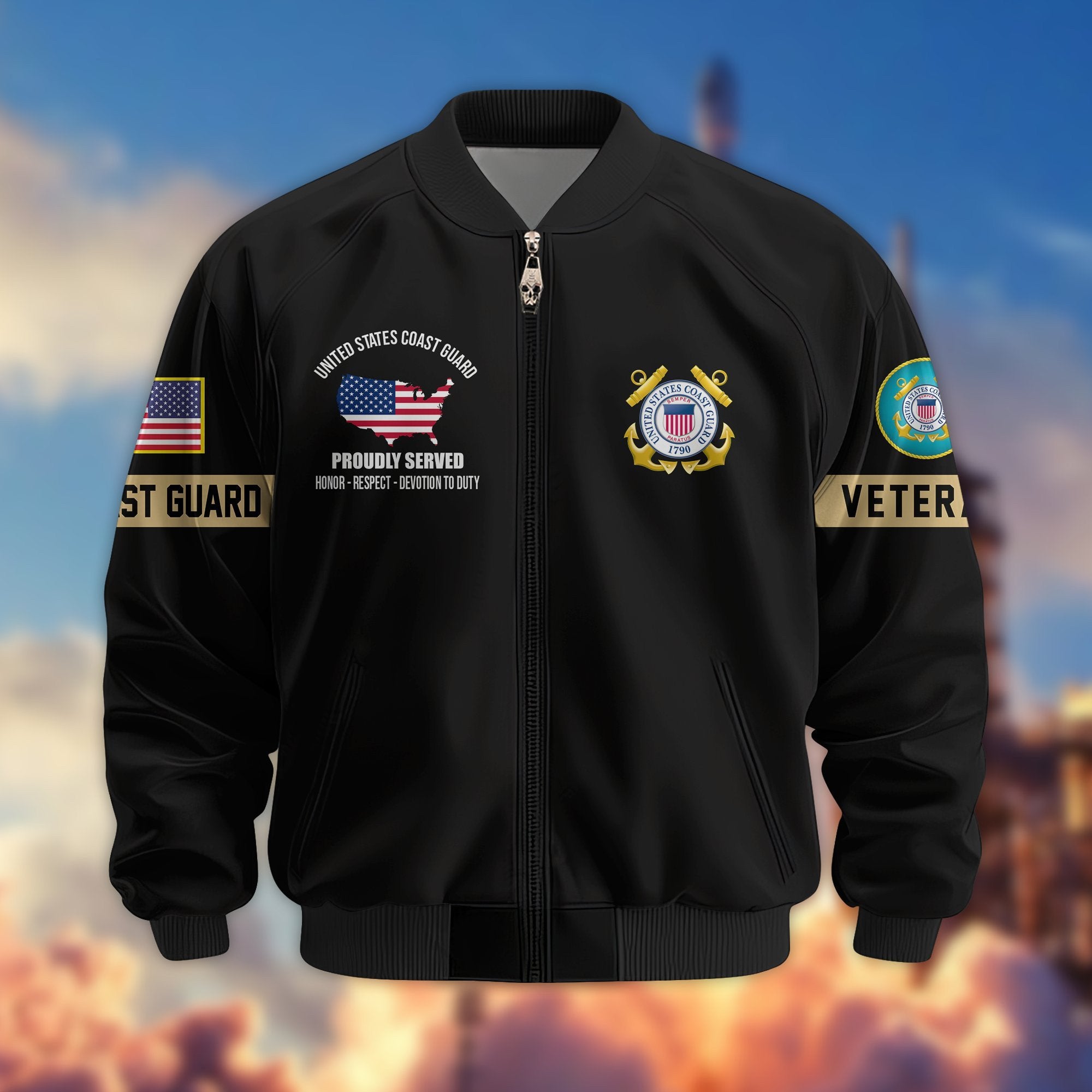 Premium US Veterans Bomber Jacket BPHN190812, Gifts For US Veterans, Gifts On Father's Day, Veterans Day.
